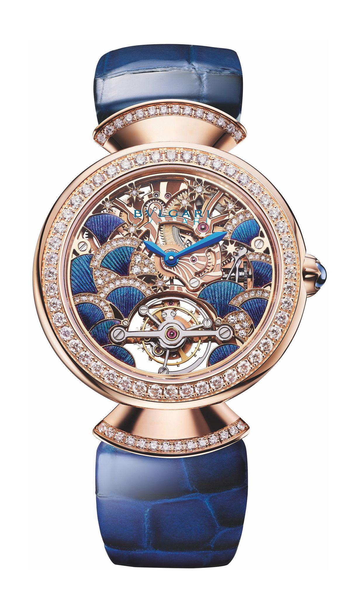 Bvlgari Divas’ Dream Peacock Tourbillon Lumiere luxury timepiece - detailed view