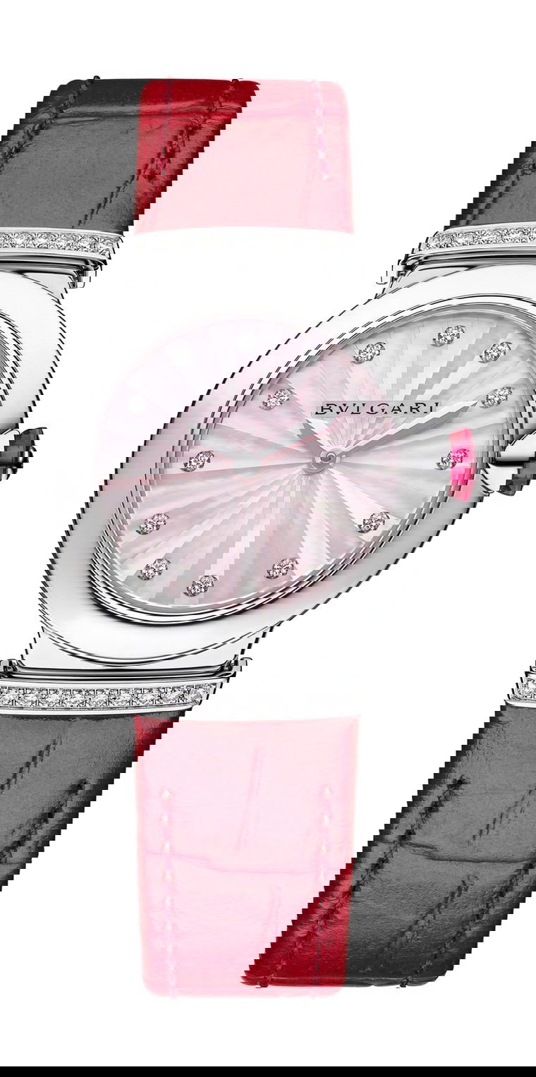 Bvlgari Lvcea Intarsio Pink Mother-of-Pearl 28mm luxury timepiece - detailed view