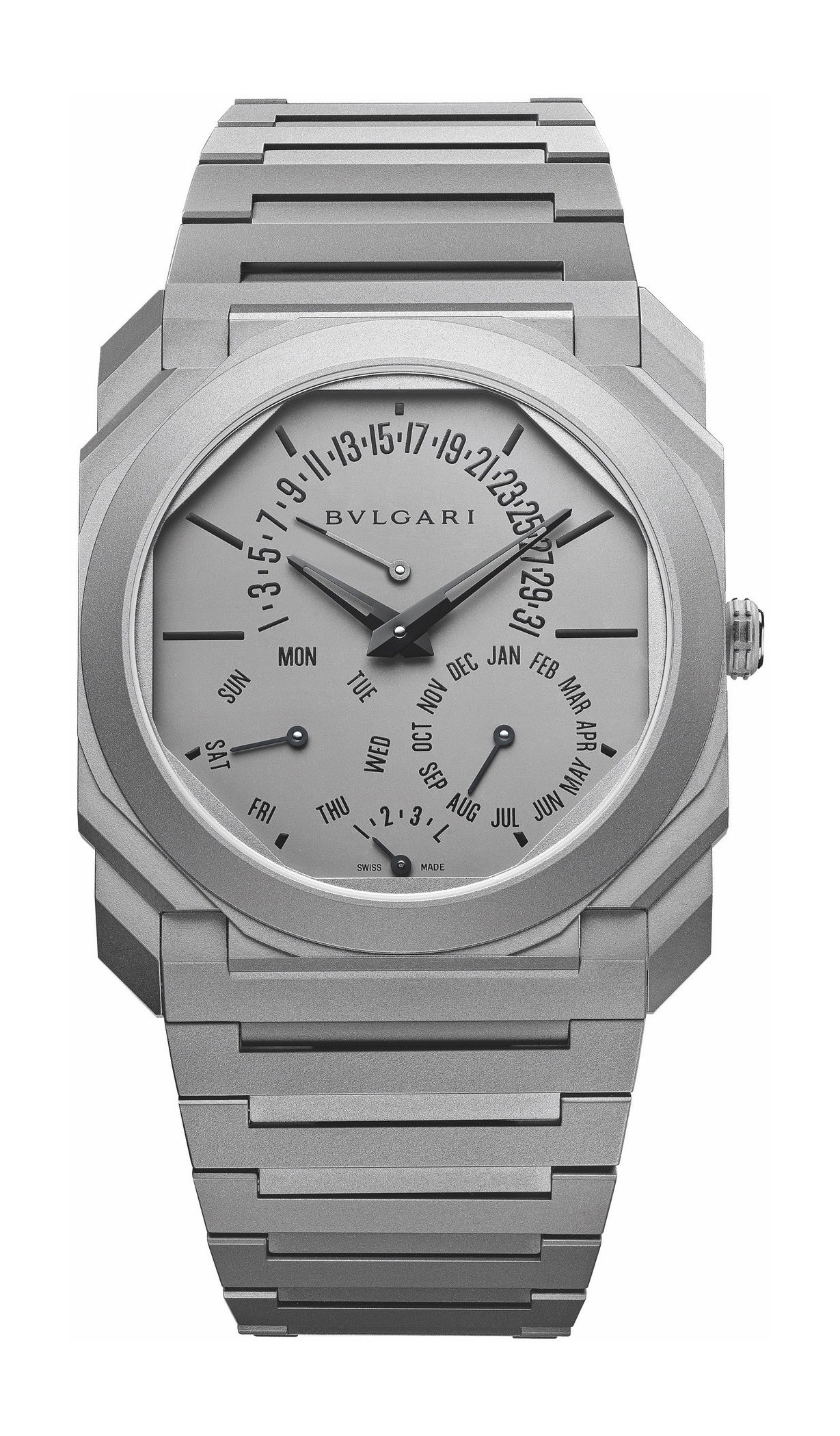 Bvlgari Octo Finissimo Perpetual Calendar Titanium luxury timepiece - detailed view