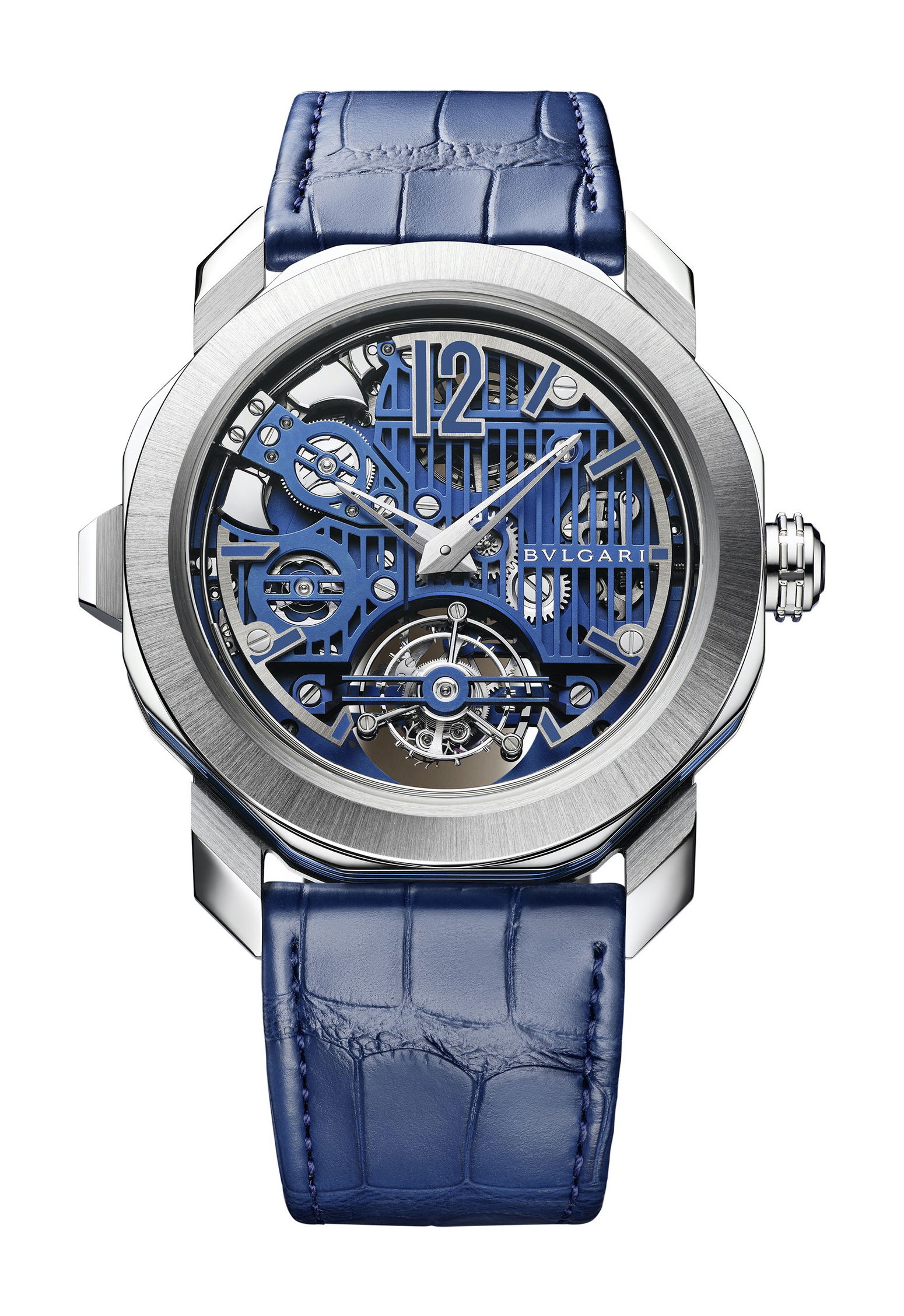 Bvlgari Octo Roma Blue Carillon Tourbillon luxury timepiece - detailed view