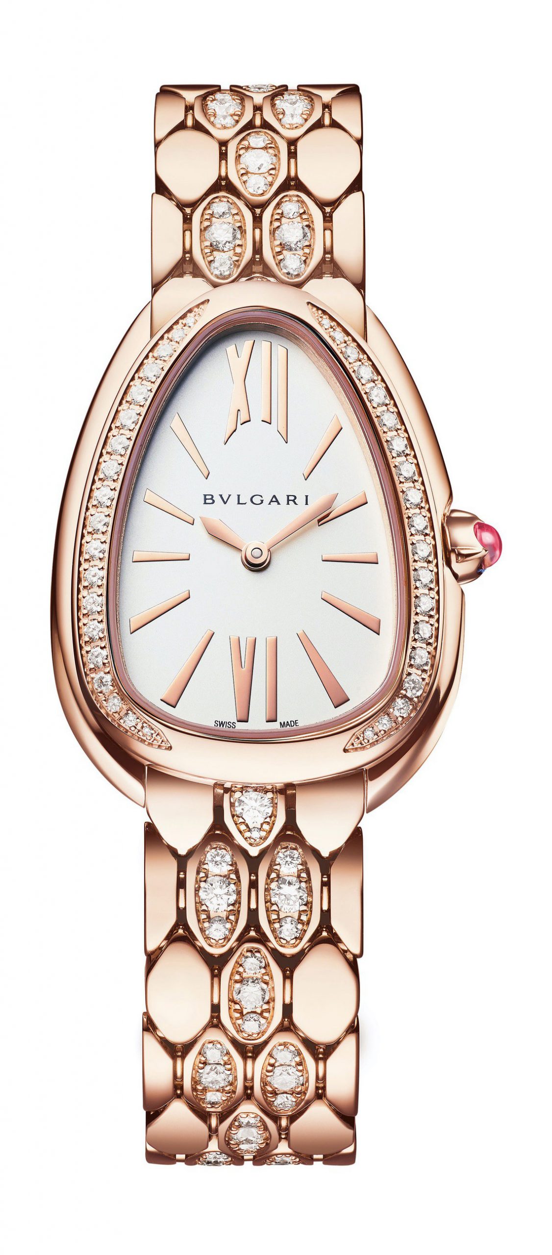 Bvlgari Serpenti Seduttori Rose Gold Semi-Paved Bracelet luxury timepiece - detailed view