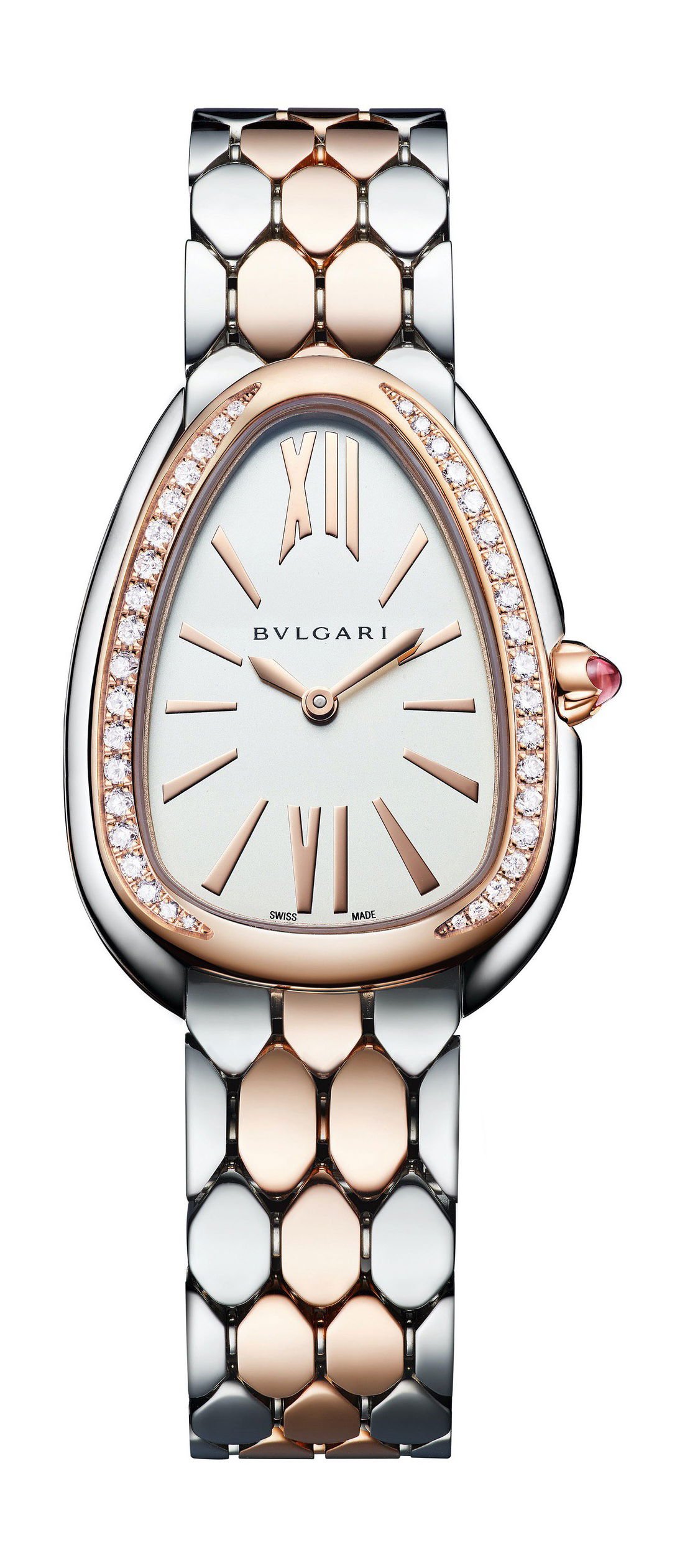 Bvlgari Serpenti Seduttori Steel And Rose Gold With Diamonds luxury timepiece - detailed view