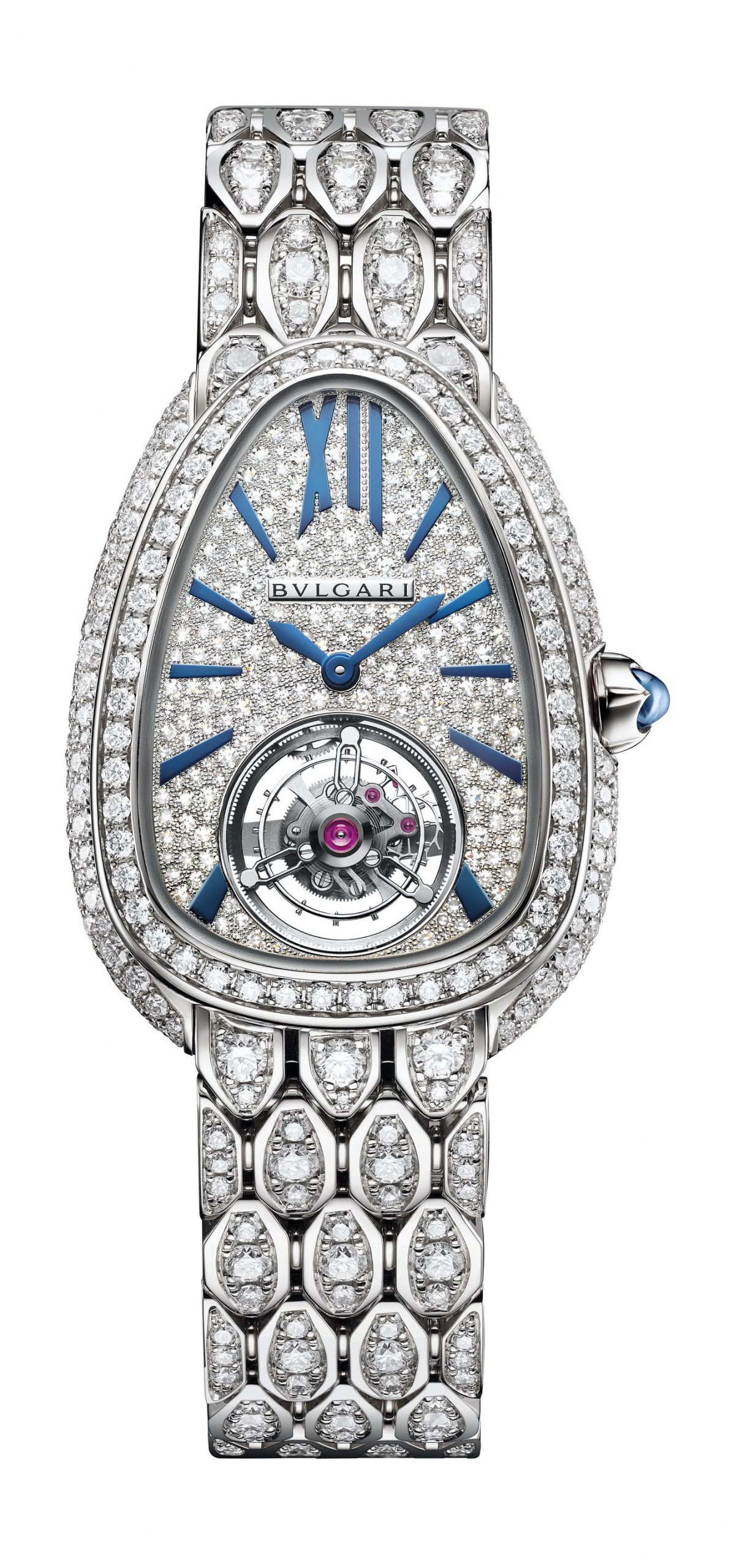 Bvlgari Serpenti Seduttori Tourbillon White Gold And Full Diamonds luxury timepiece - detailed view