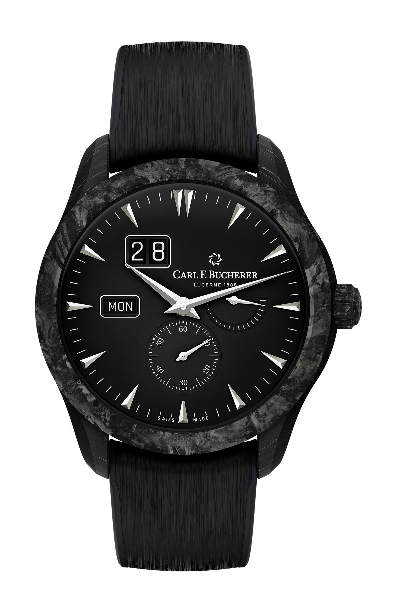 Carl F. Bucherer Manero Peripheral Big Date Black luxury timepiece - detailed view