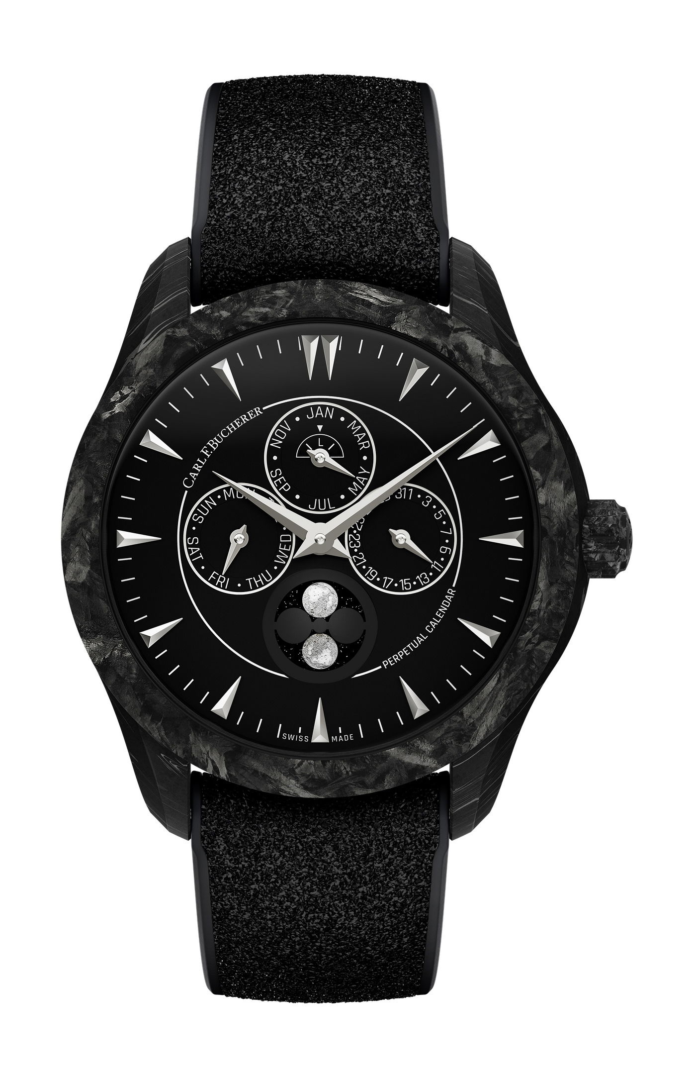 Carl F. Bucherer Manero Peripheral Perpetual Calendar Black luxury timepiece - detailed view