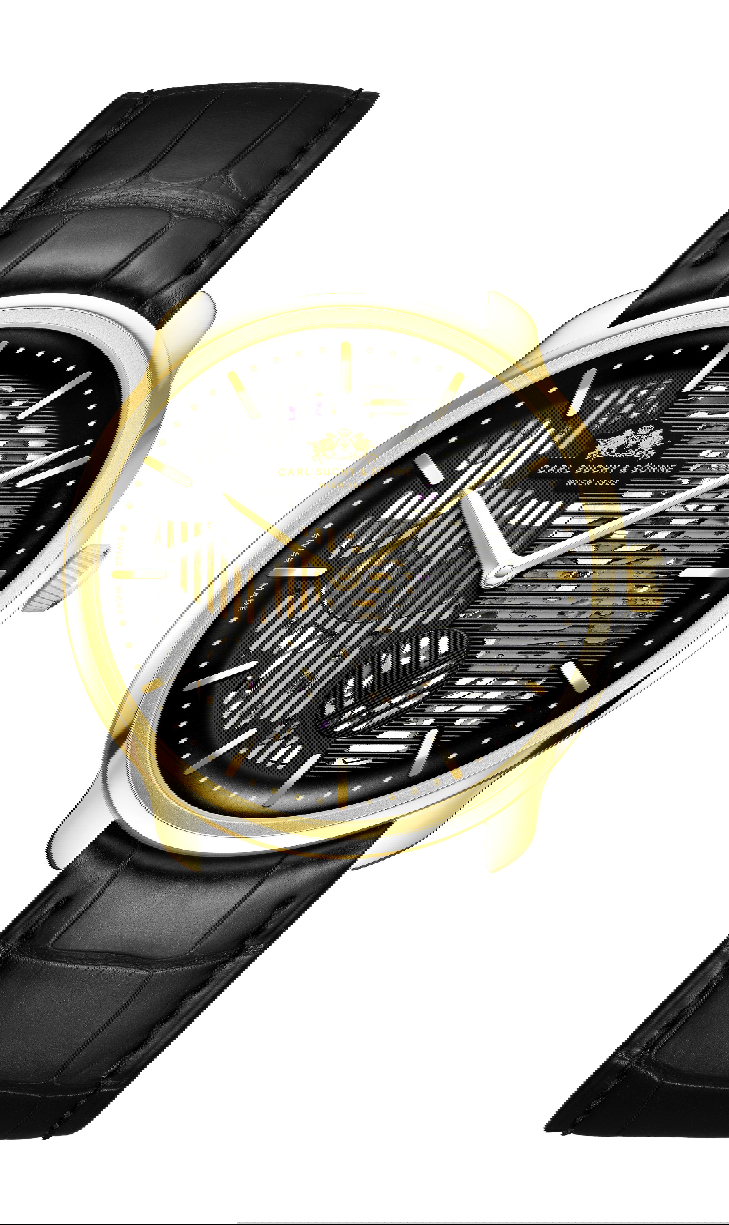 Carl Suchy & Söhne WALTZ N°1 – Skeleton Gold, Black Dial luxury timepiece - detailed view