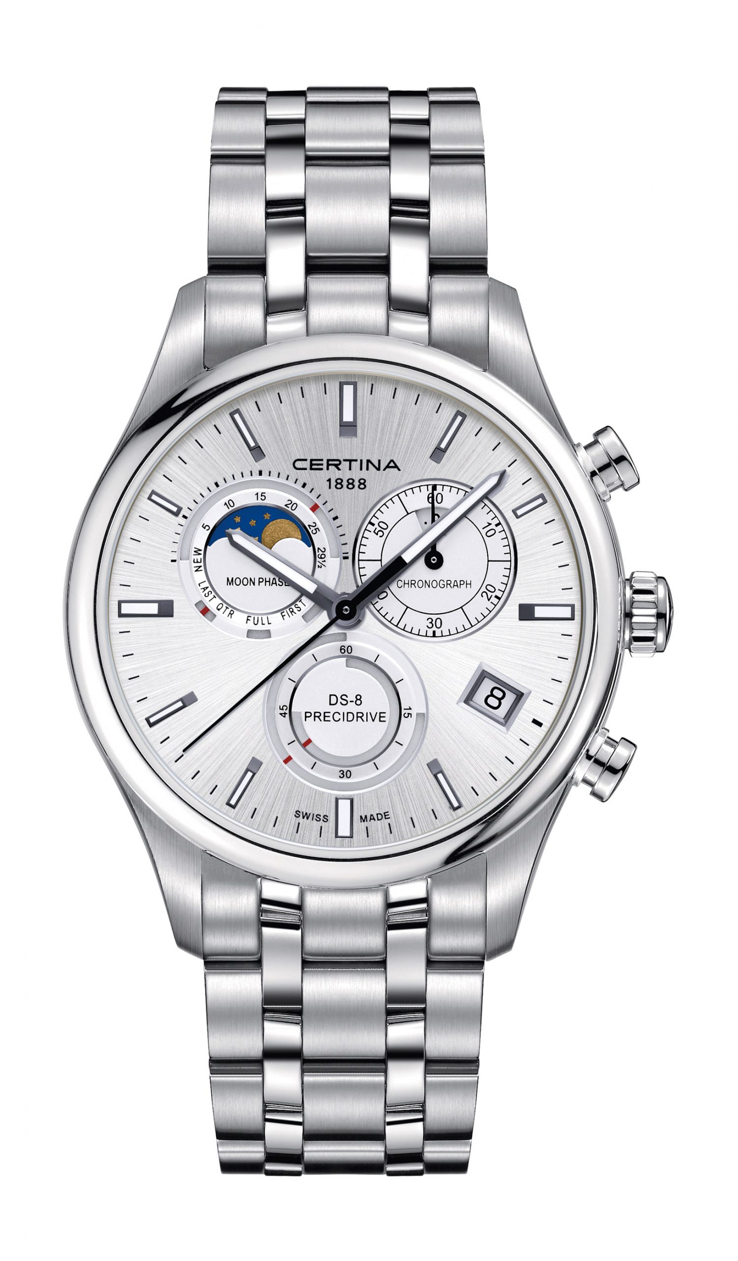 Certina DS-8 Moon Phase luxury timepiece - detailed view