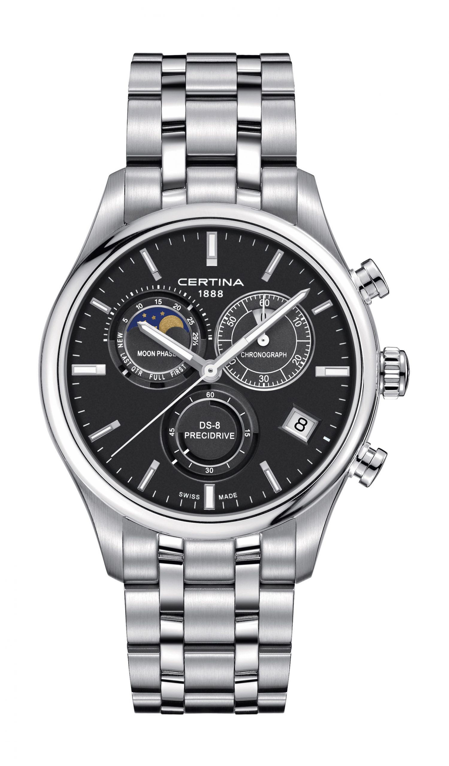 Certina DS-8 Moon Phase luxury timepiece - detailed view