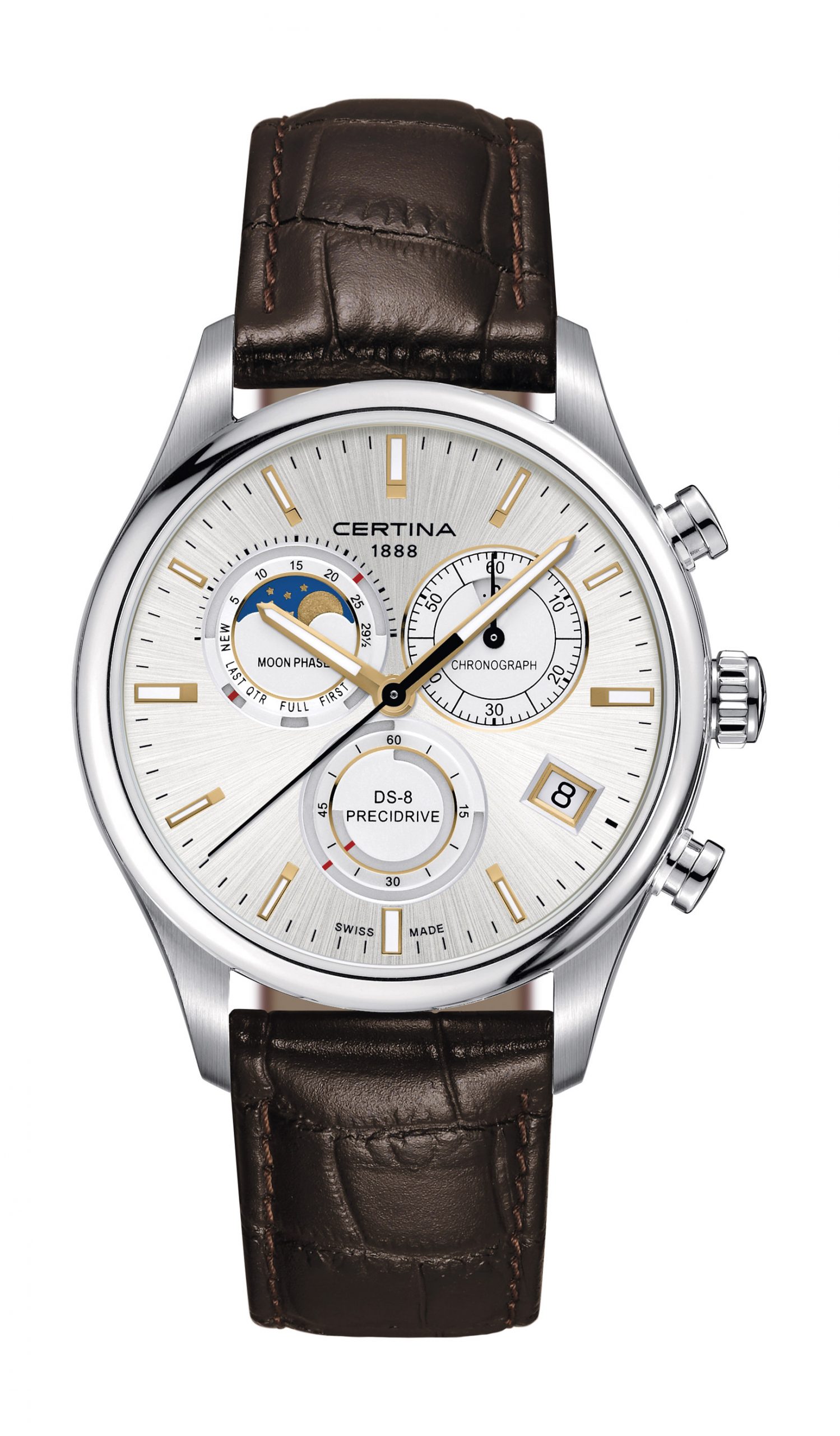 Certina DS-8 Moon Phase luxury timepiece - detailed view
