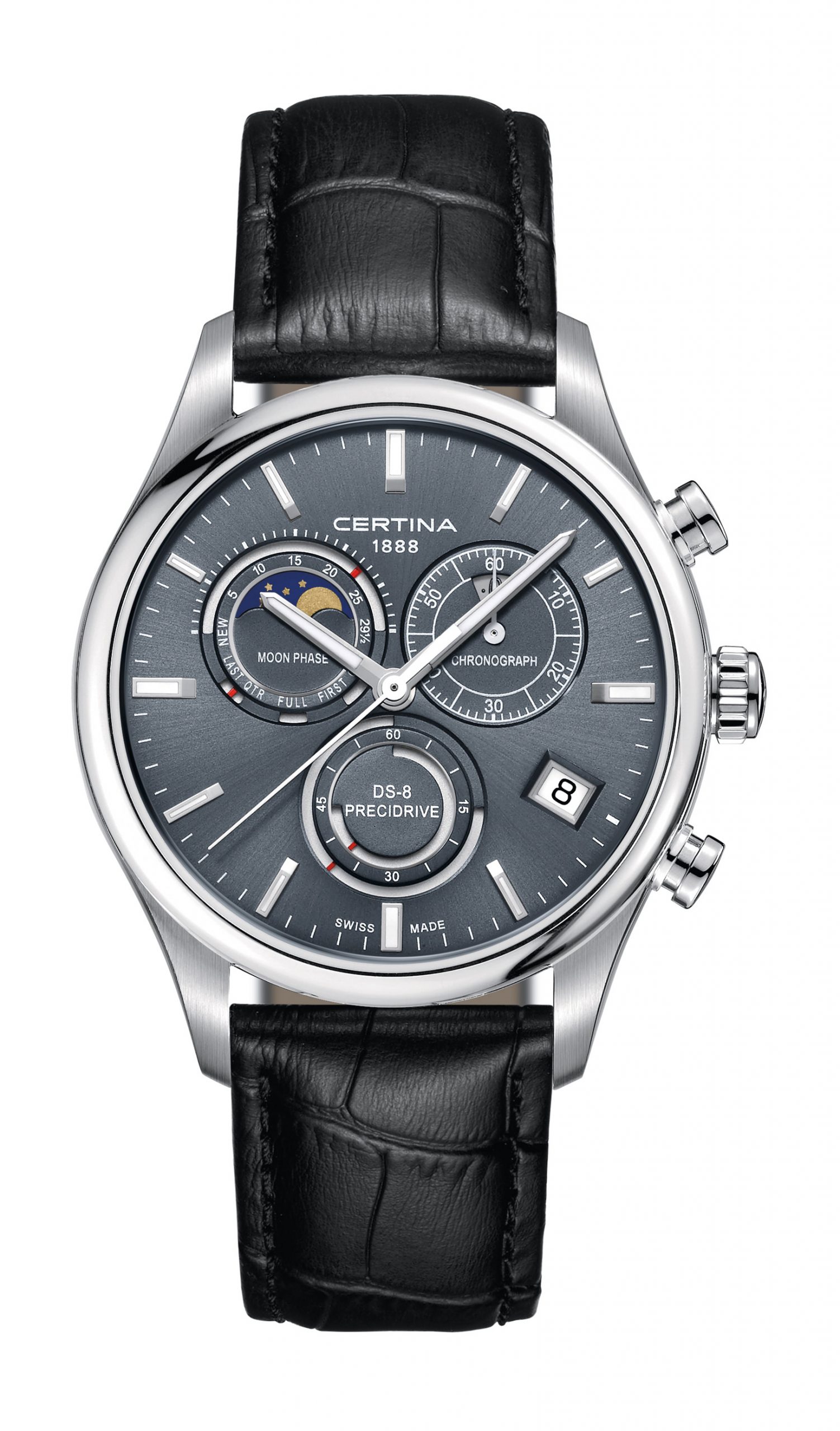 Certina DS-8 Moon Phase luxury timepiece - detailed view