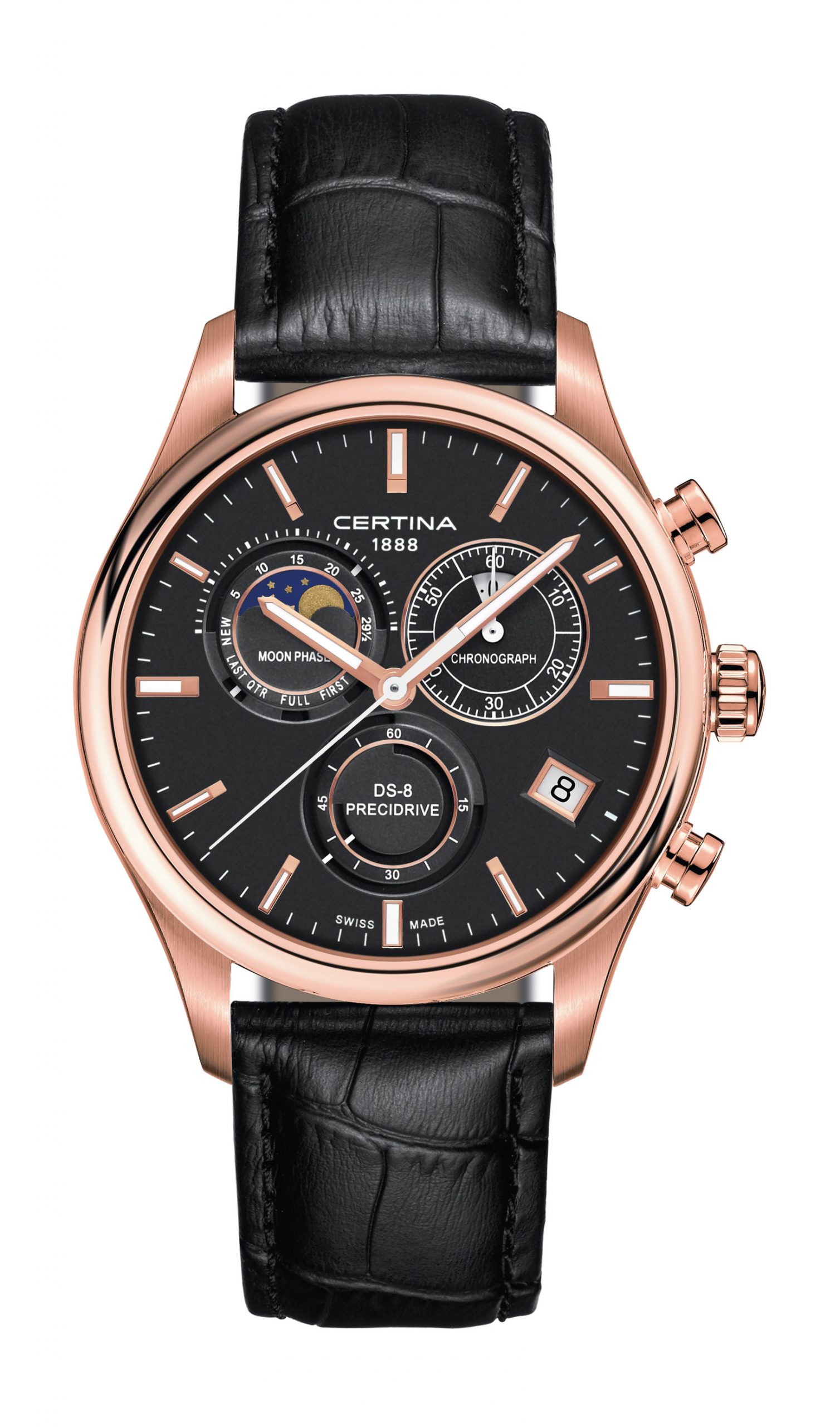Certina DS-8 Moon Phase luxury timepiece - detailed view
