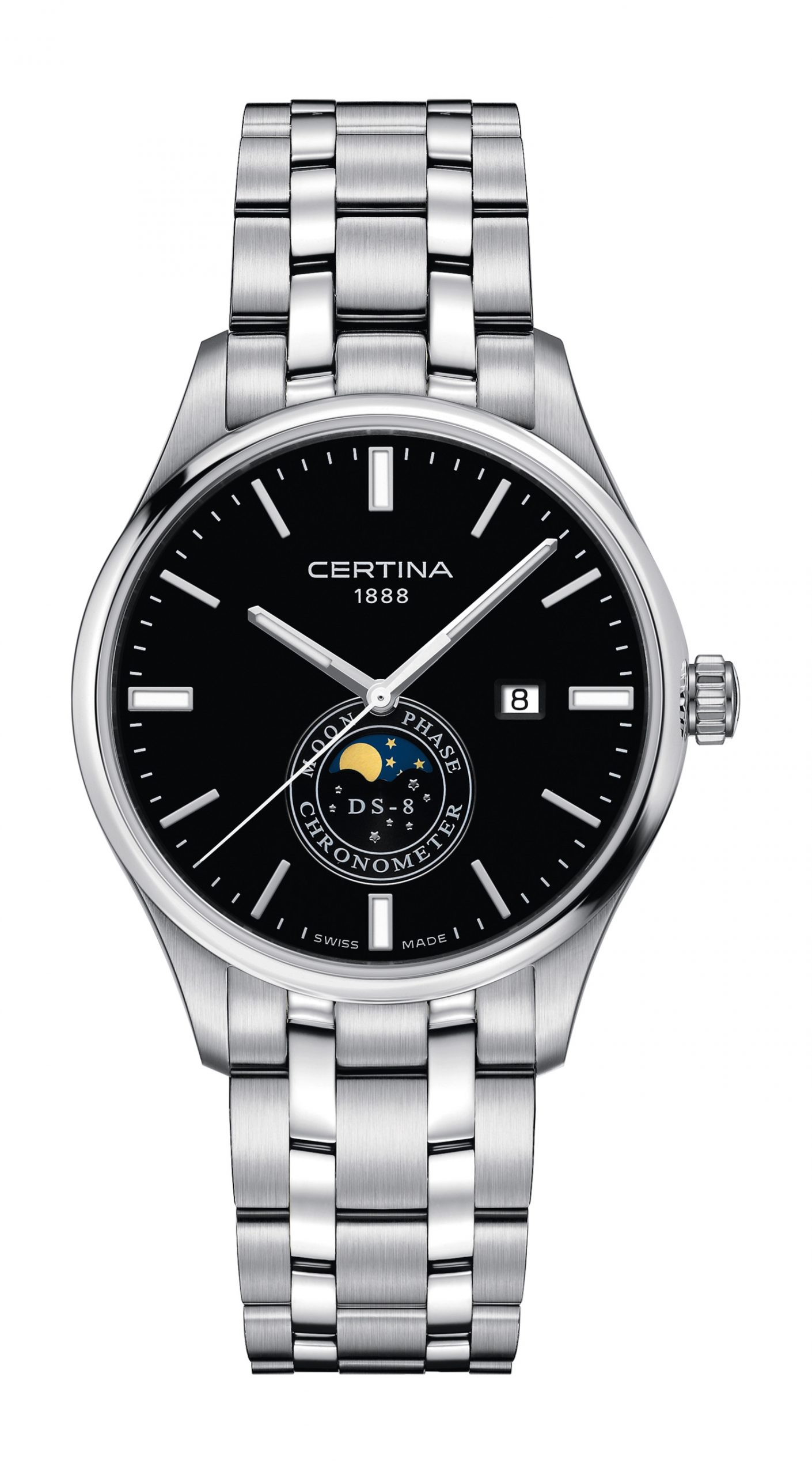 Certina DS-8 Moon Phase luxury timepiece - detailed view