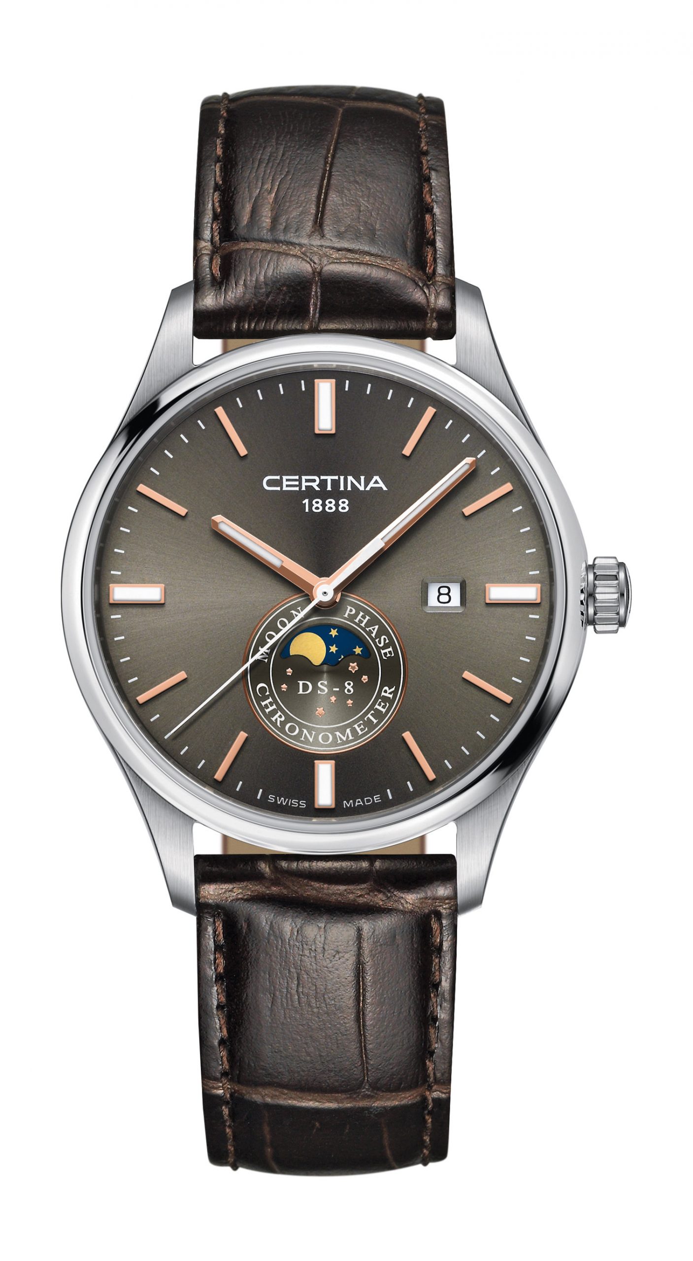 Certina DS-8 Moon Phase luxury timepiece - detailed view