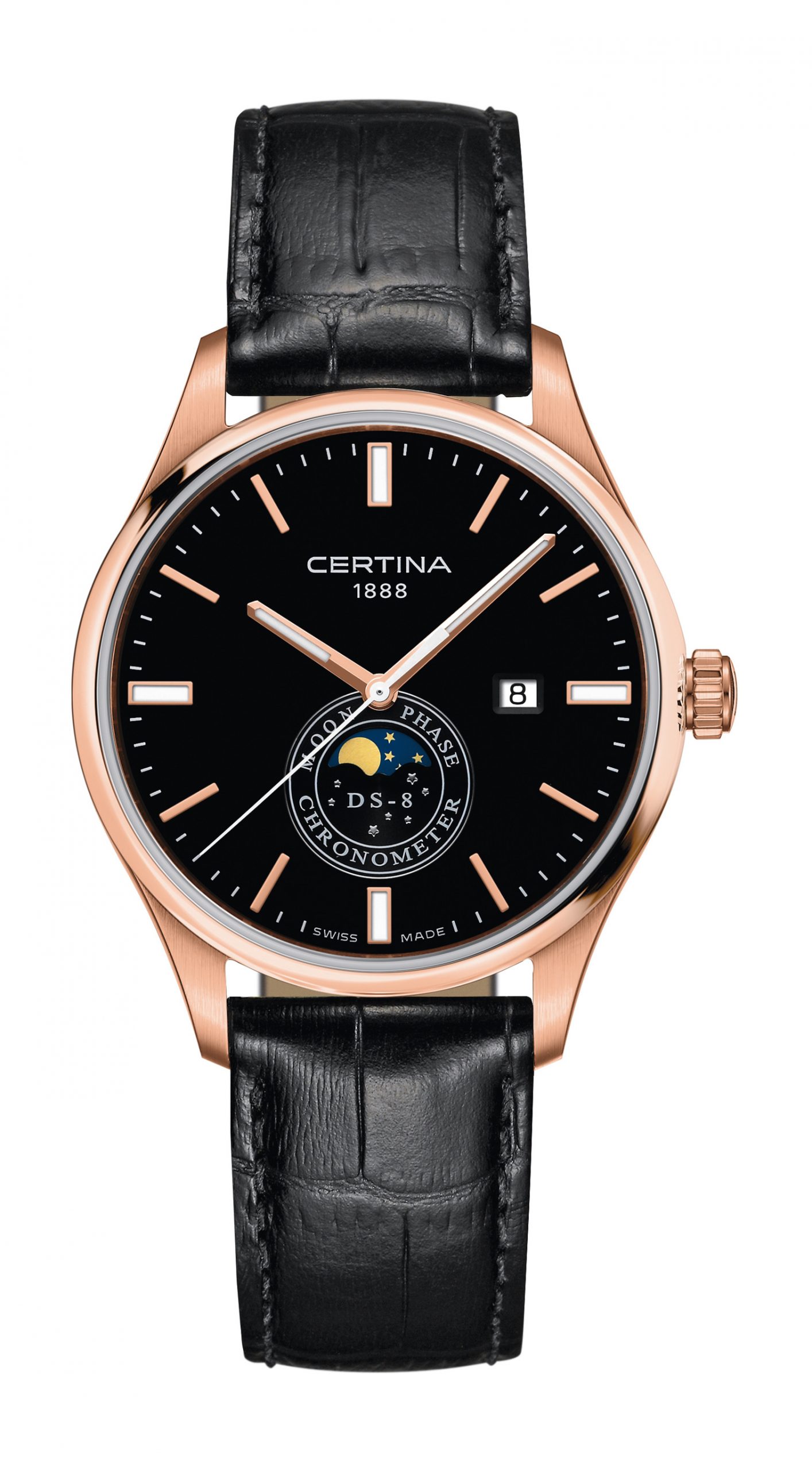 Certina DS-8 Moon Phase luxury timepiece - detailed view