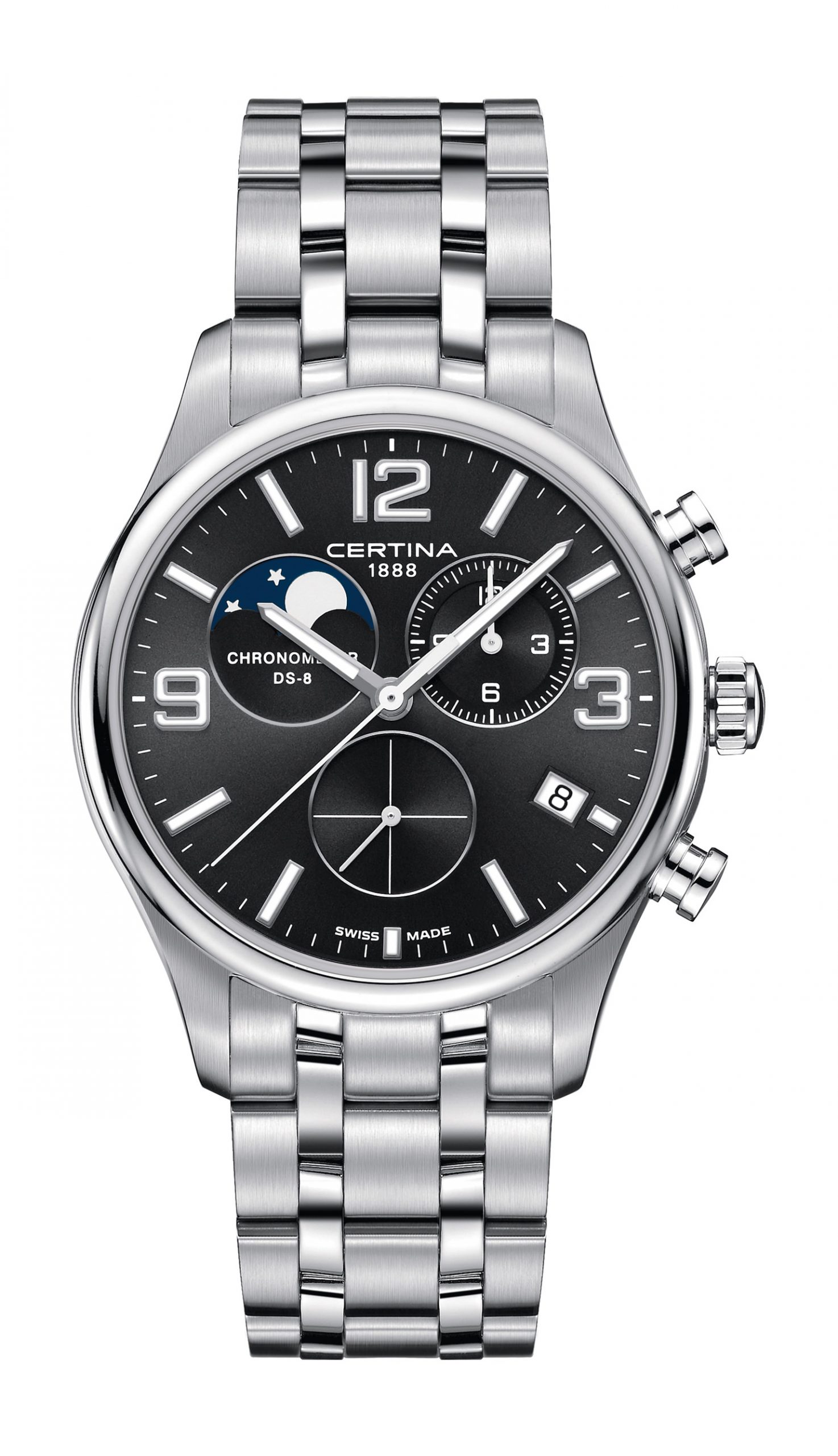 Certina DS-8 Moon Phase luxury timepiece - detailed view