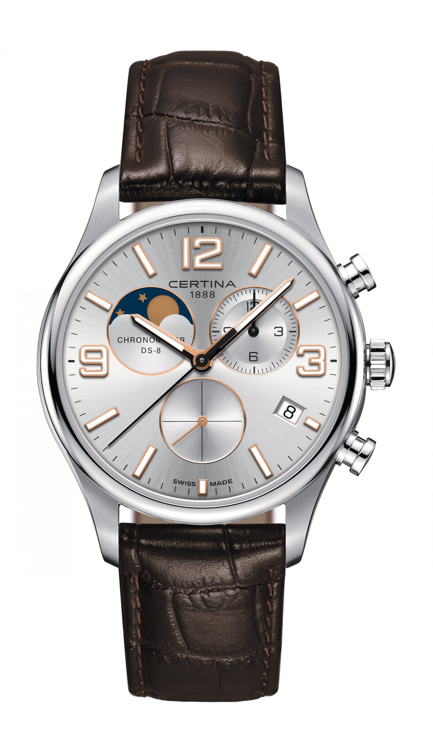 Certina DS-8 Moon Phase luxury timepiece - detailed view