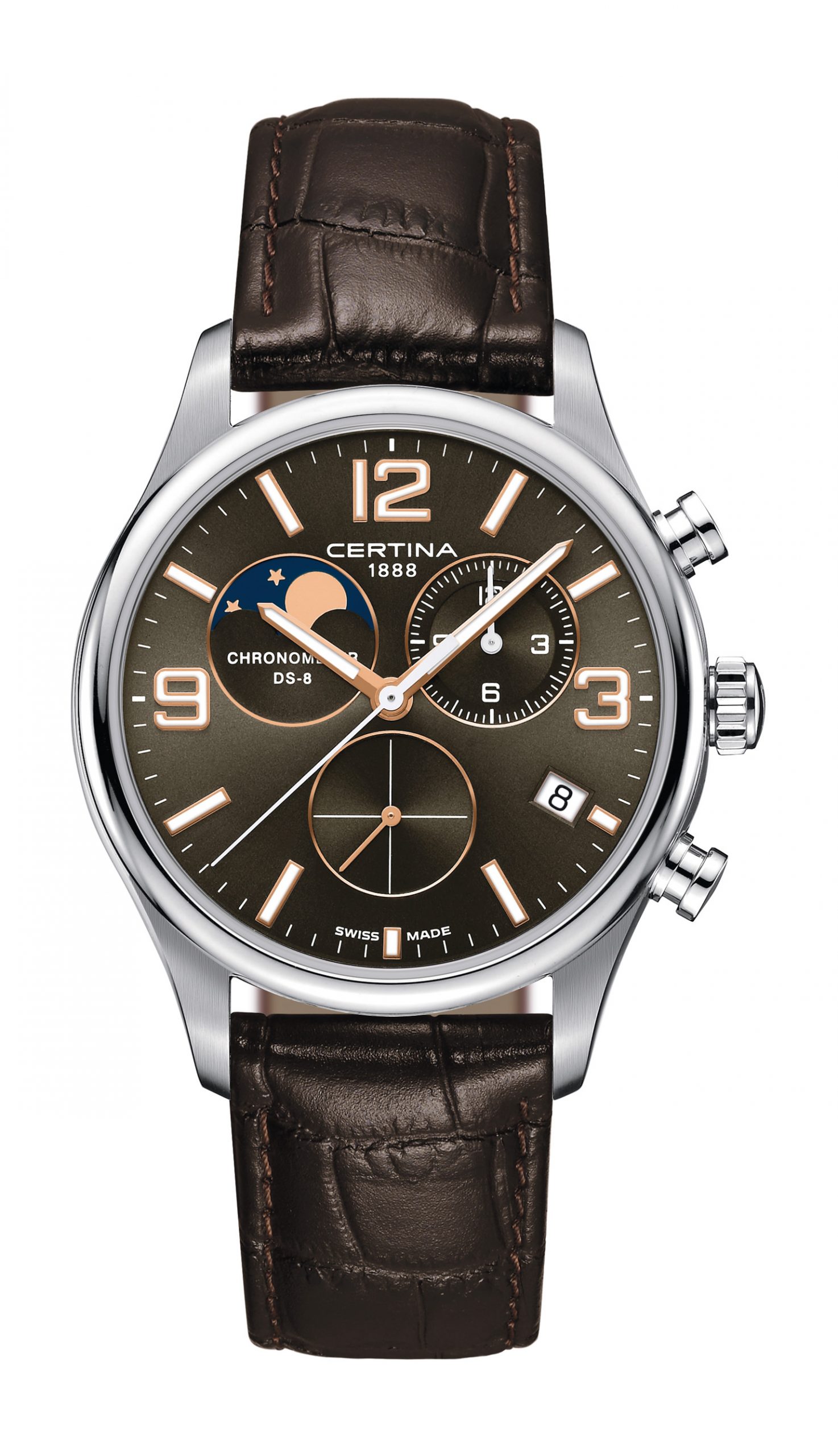 Certina DS-8 Moon Phase luxury timepiece - detailed view