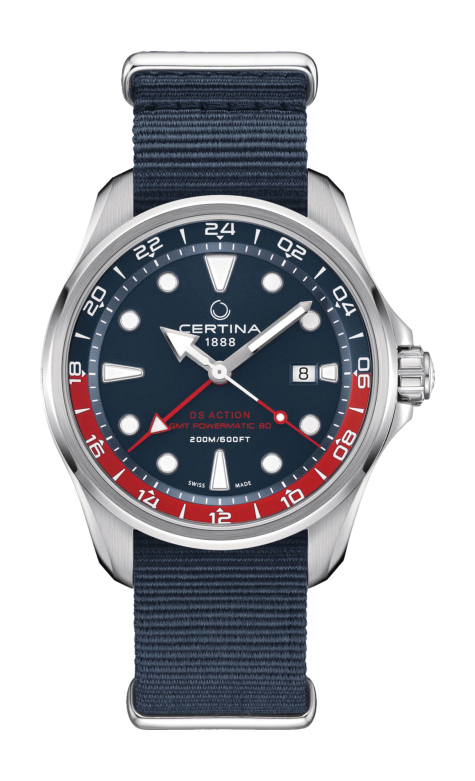 Certina DS Action GMT luxury timepiece - detailed view