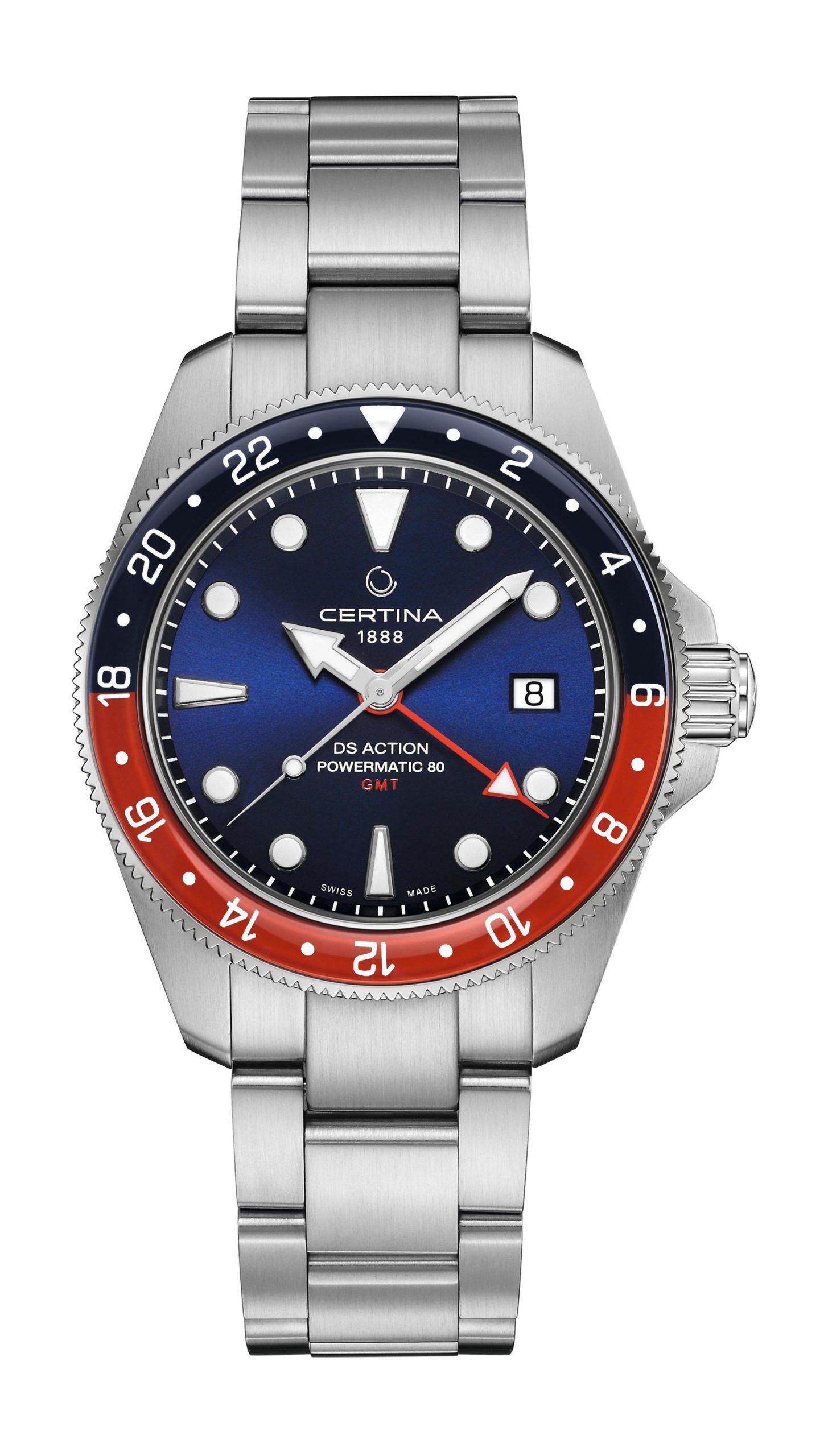 Certina DS Action GMT Powermatic 80 luxury timepiece - detailed view