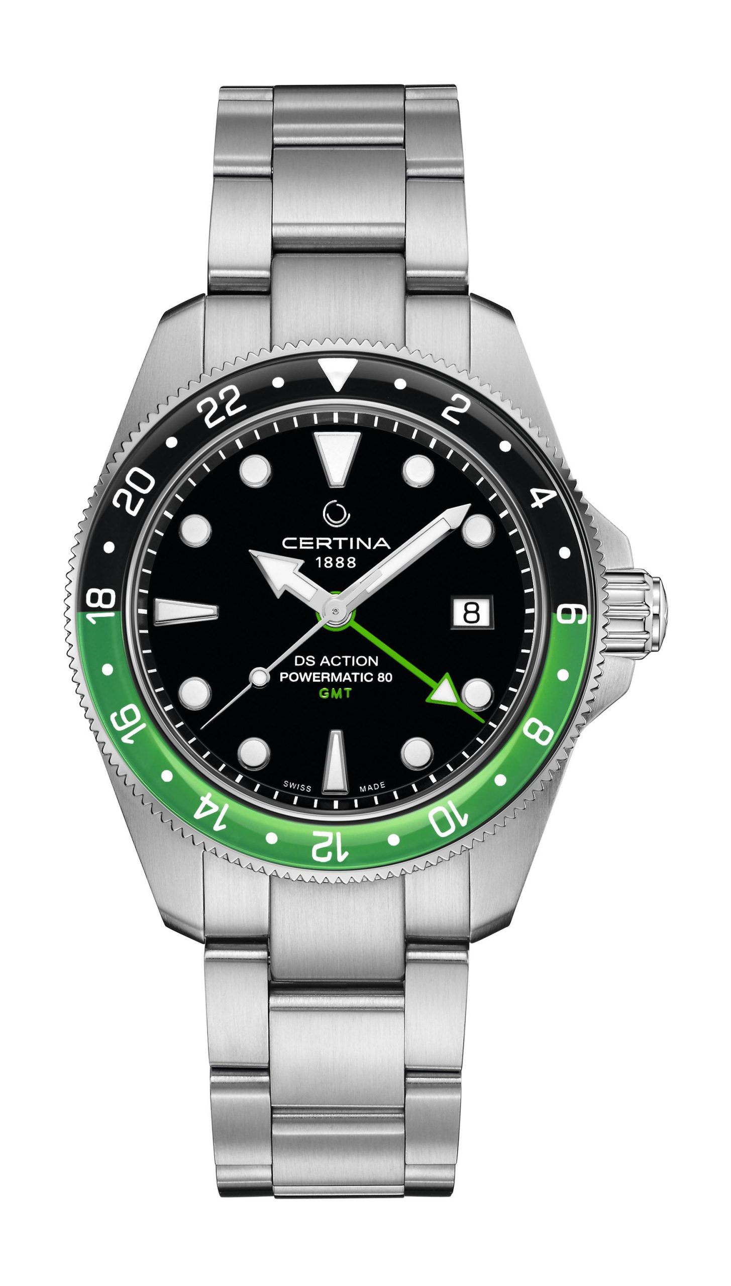 Certina DS Action GMT Powermatic 80 luxury timepiece - detailed view