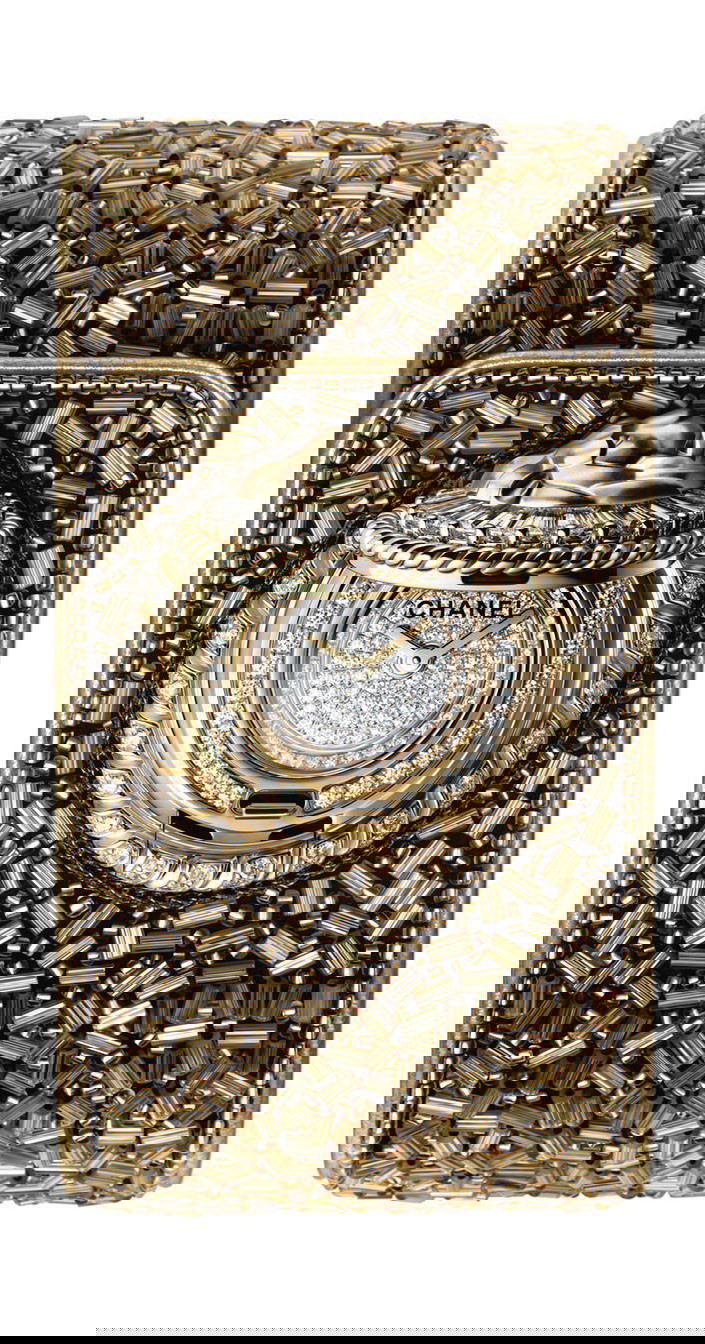 Chanel Mademoiselle Privé Bouton Lesage luxury timepiece - detailed view