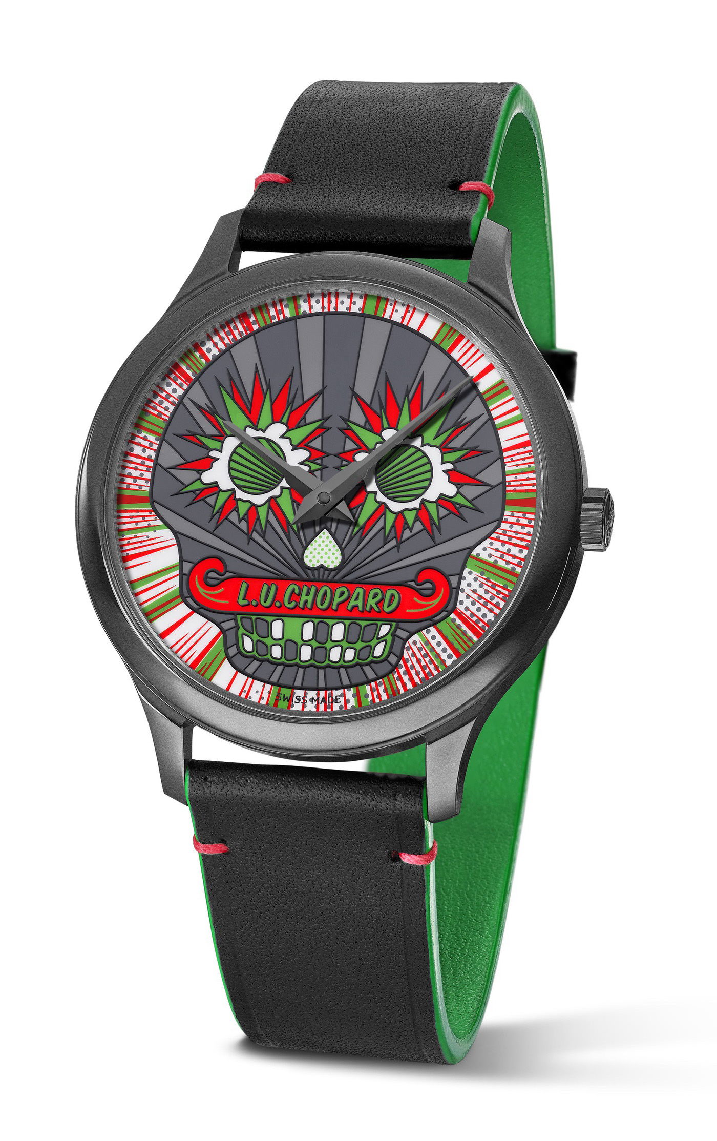 Chopard L.U.C Skull One Calavera Pop Art luxury timepiece - detailed view