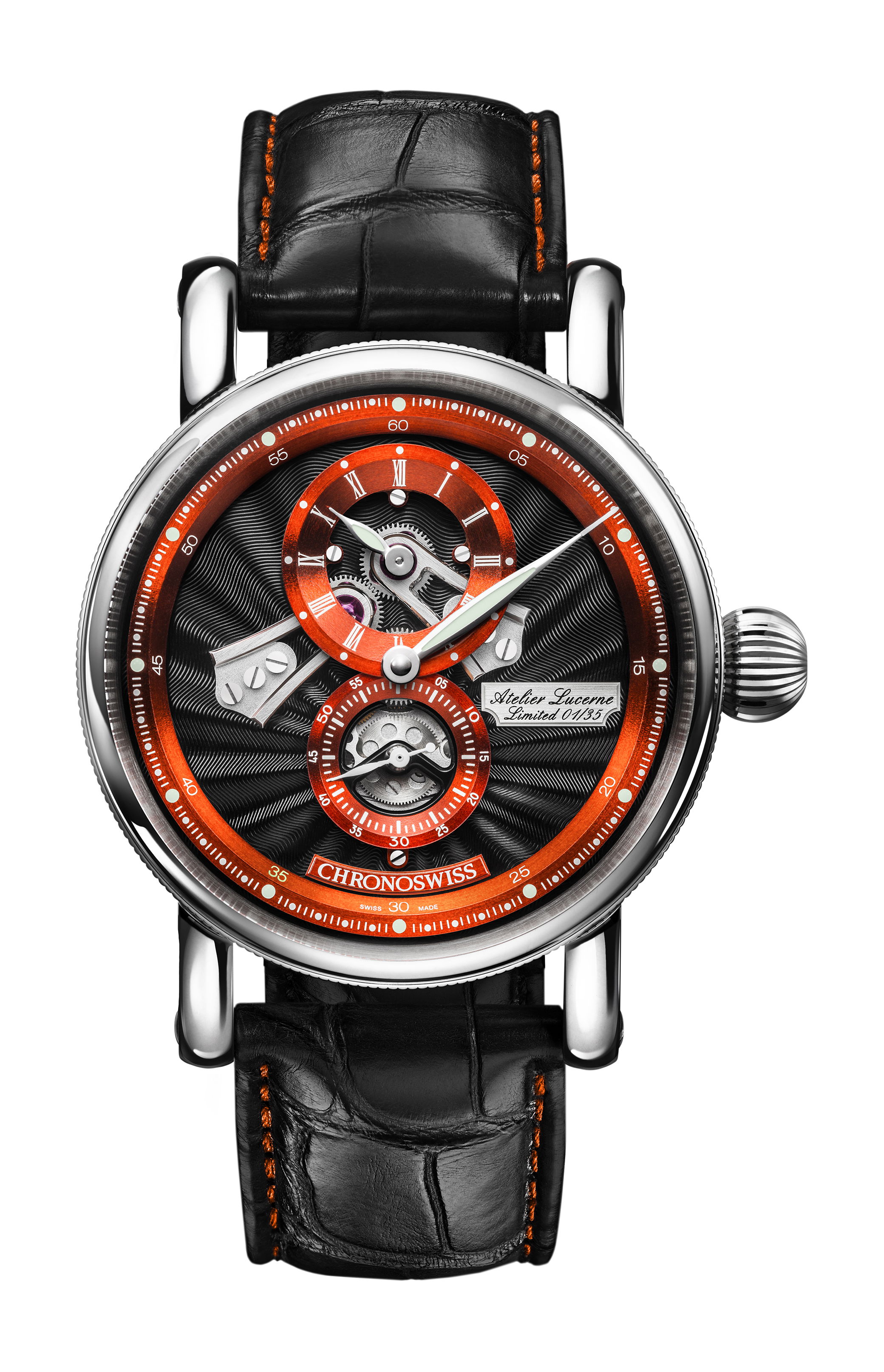 Chronoswiss Flying Regulator Open Gear Anniversary Edition luxury timepiece - detailed view