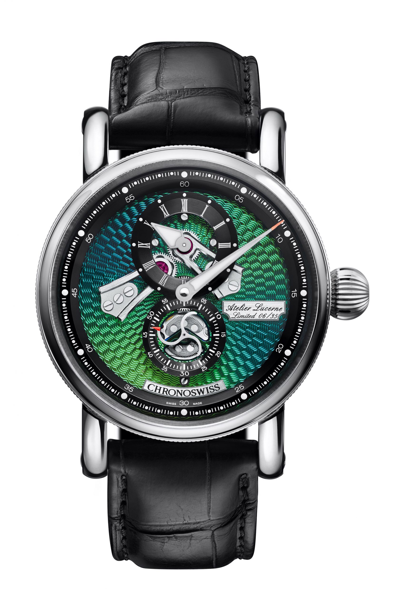 Chronoswiss Flying Regulator Open Gear “Ocean” luxury timepiece - detailed view