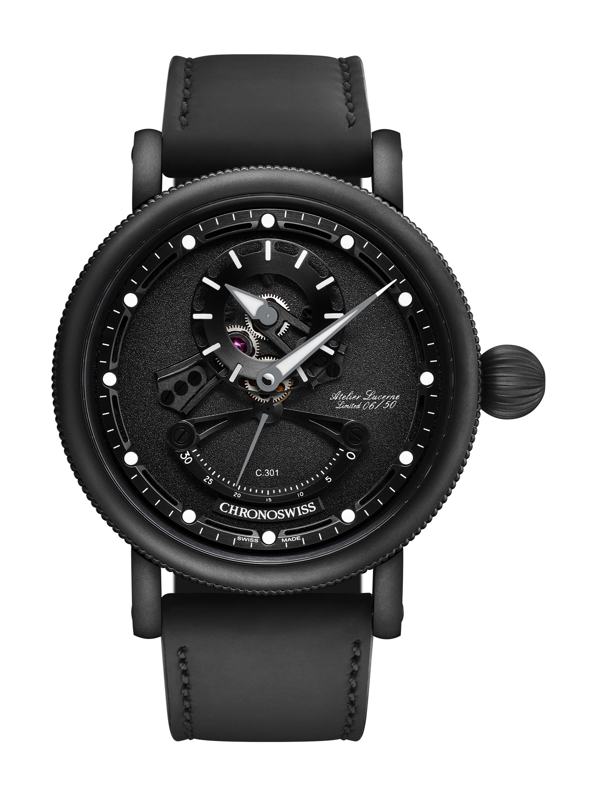 Chronoswiss Open Gear Black Ice luxury timepiece - detailed view
