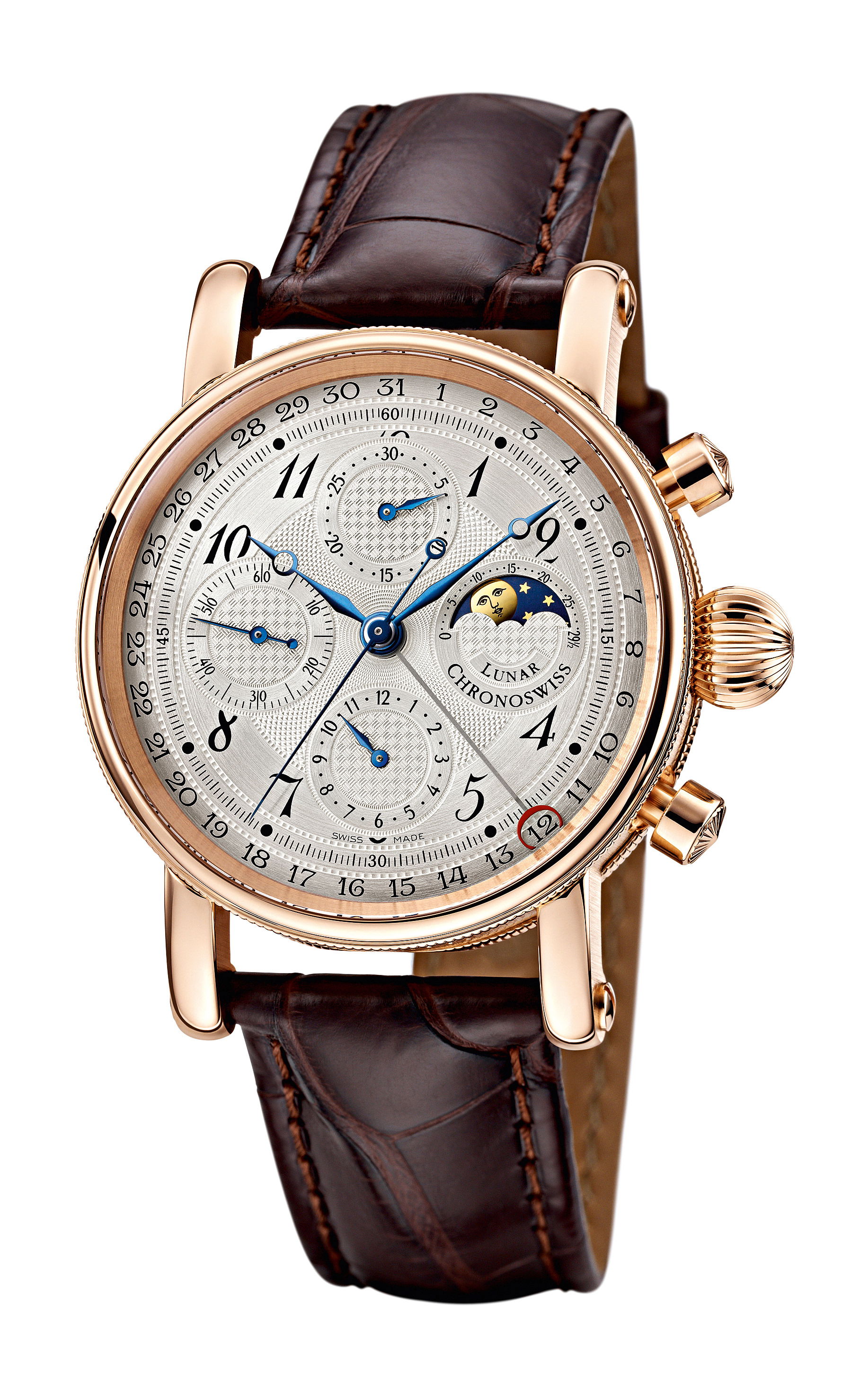 Chronoswiss Sirius Chronograph Moon Phase luxury timepiece - detailed view