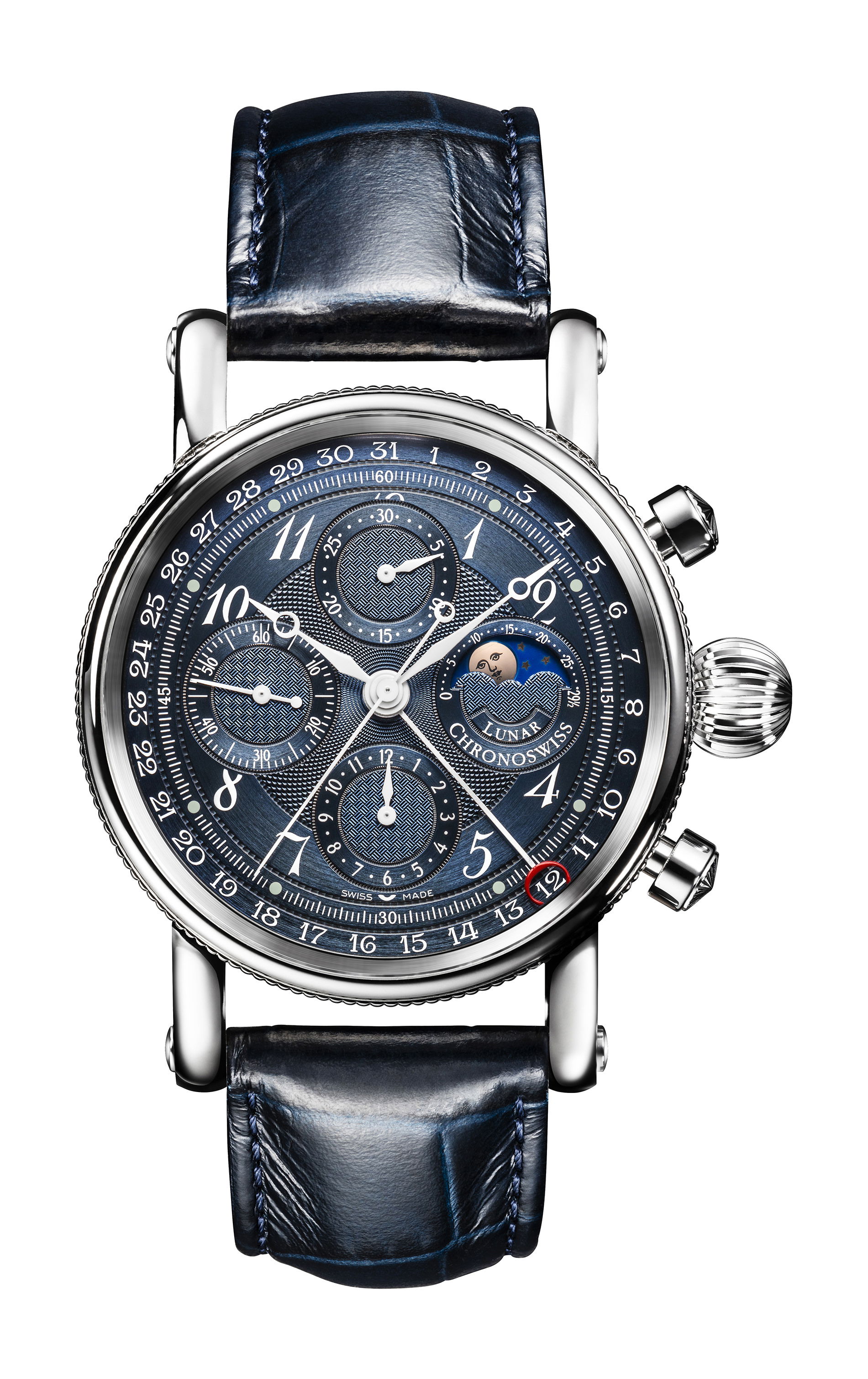 Chronoswiss Sirius Chronograph Moon Phase luxury timepiece - detailed view