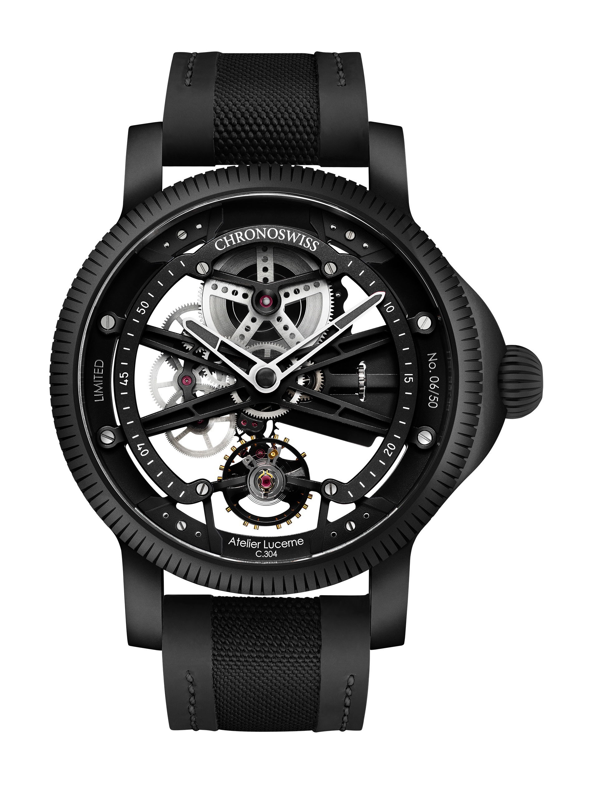 Chronoswiss Skeltec Pitch Black luxury timepiece - detailed view