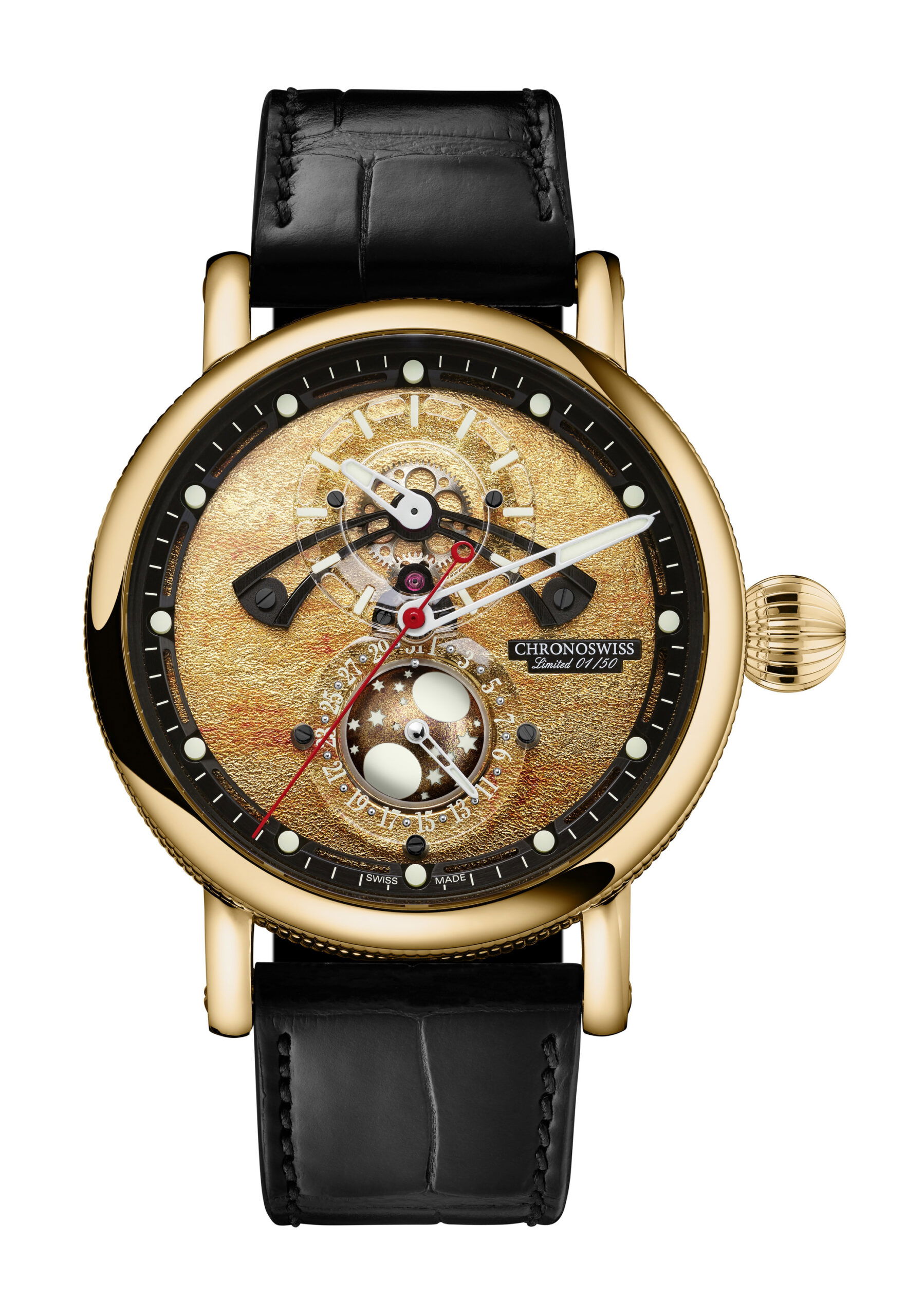 Chronoswiss Space Time Jupiter Gold luxury timepiece - detailed view