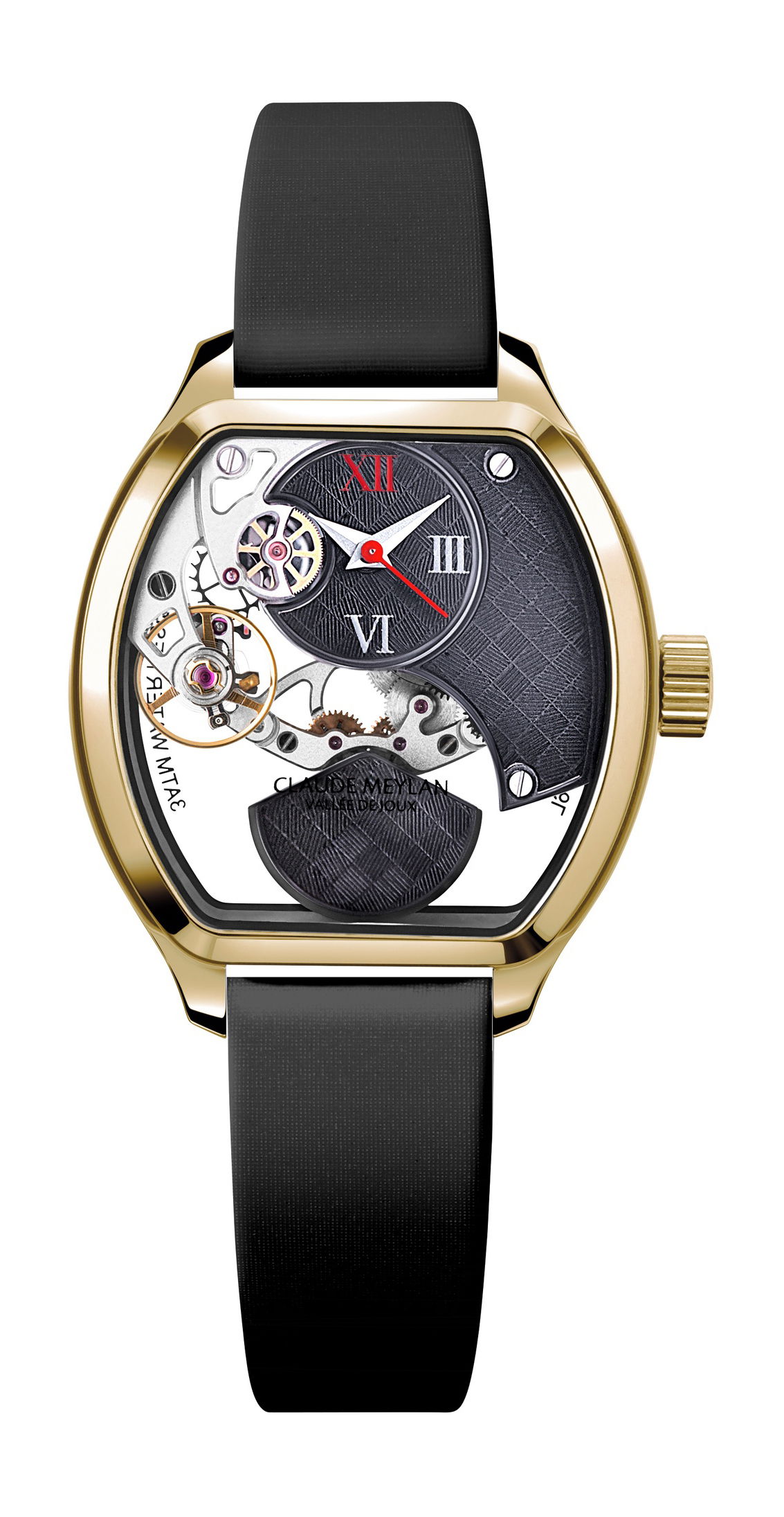 Claude Meylan Tortue Lady Damier luxury timepiece - detailed view