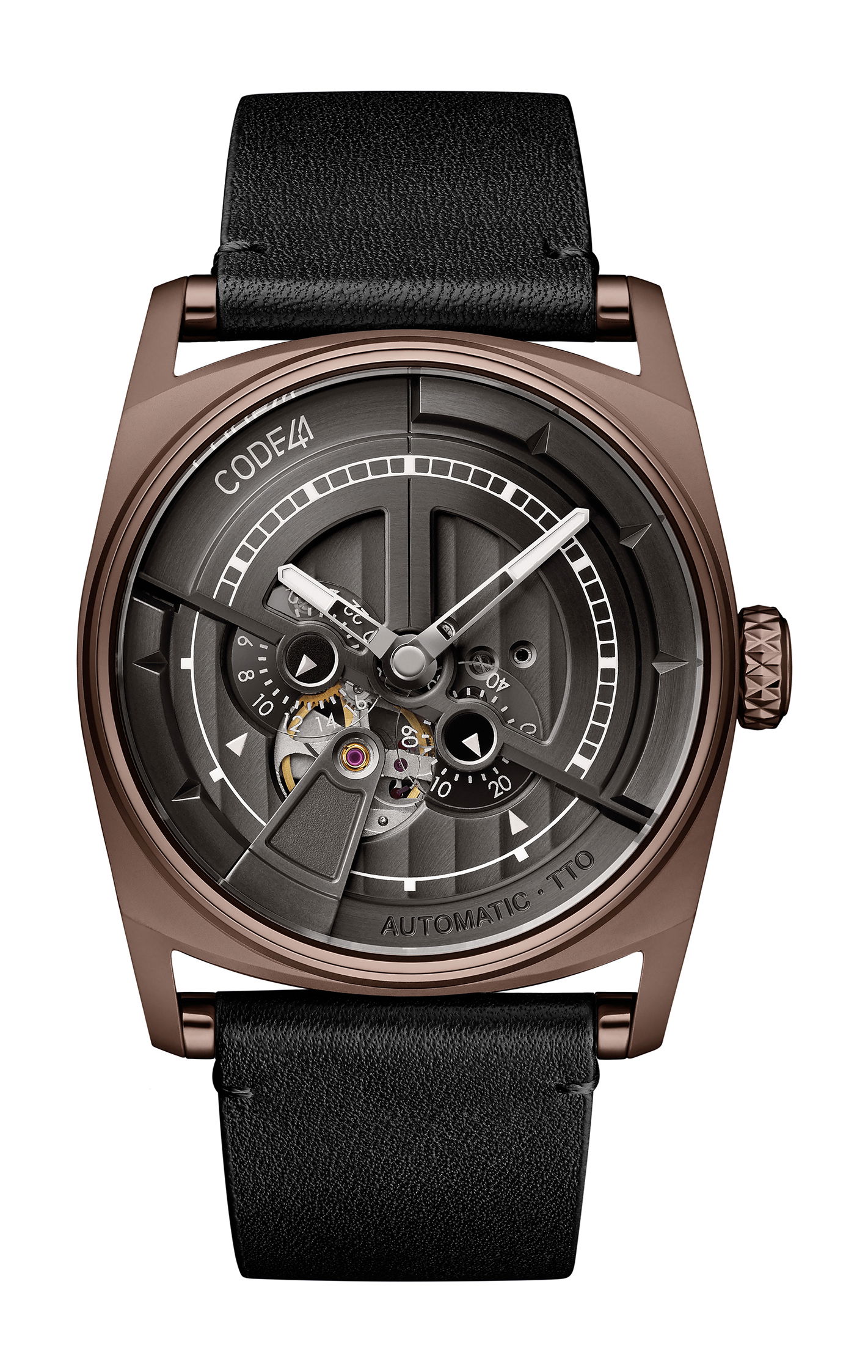 CODE41 Anomaly-01 Brown PVD luxury timepiece - detailed view
