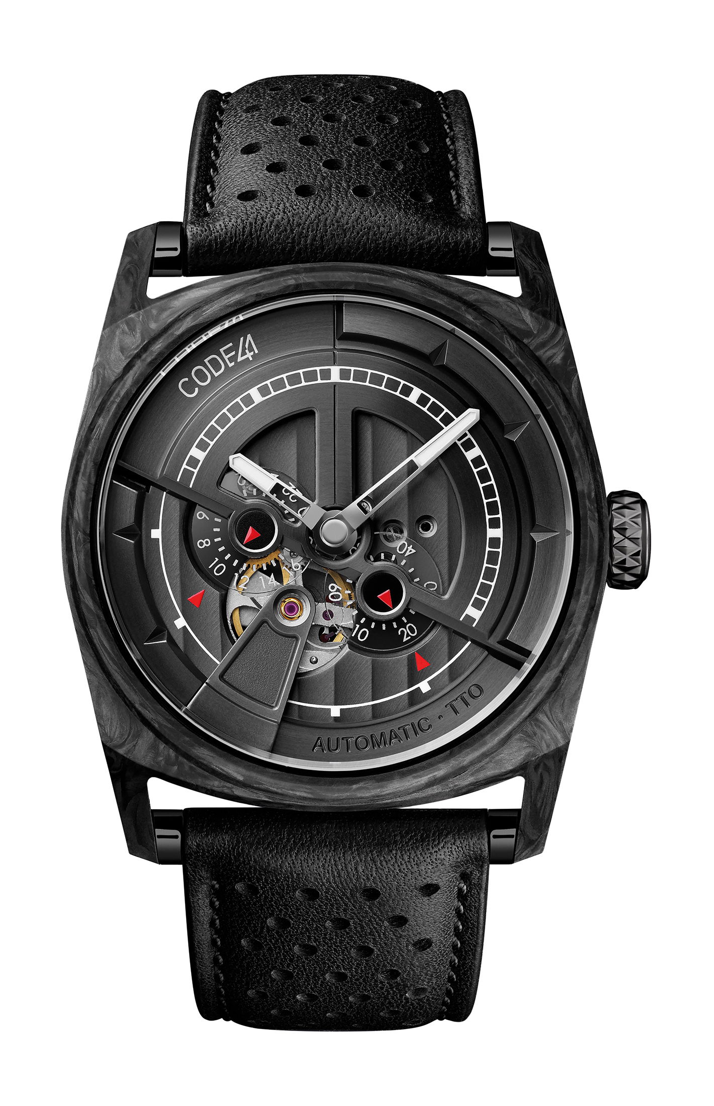 CODE41 Anomaly-01 Forged Carbon luxury timepiece - detailed view