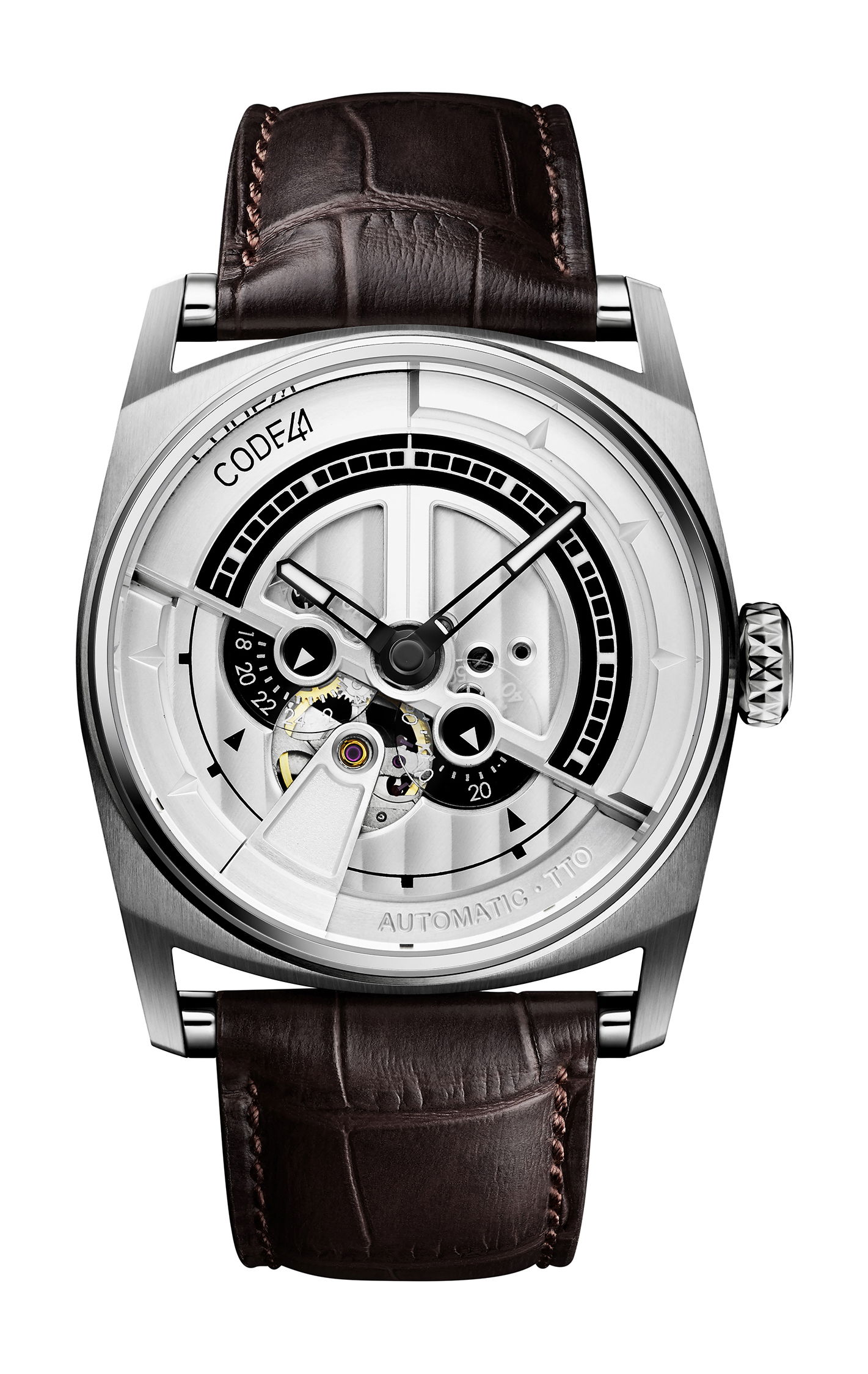 CODE41 Anomaly-01 Steel, Silver Dial luxury timepiece - detailed view