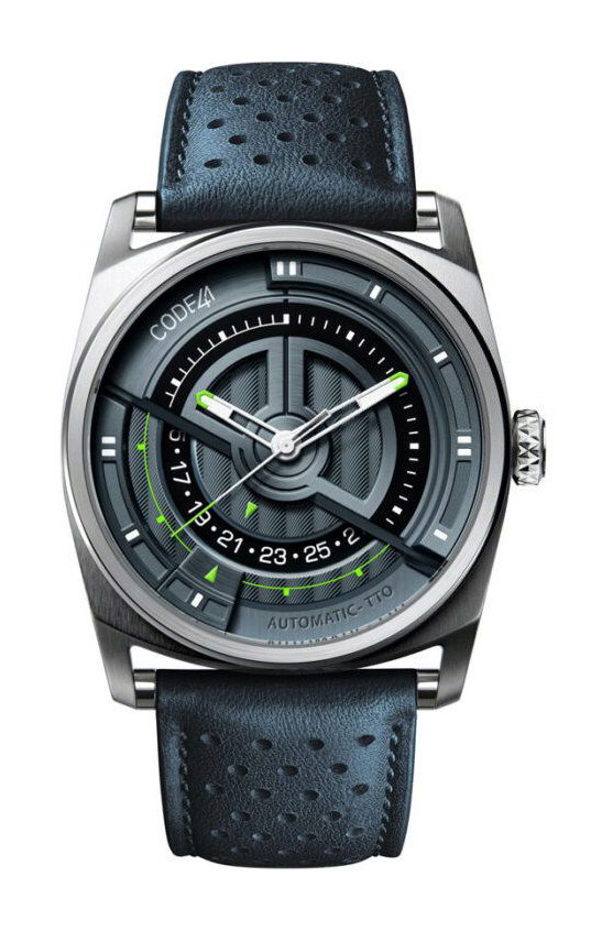 CODE41 Anomaly Evolution Blue & Green luxury timepiece - detailed view