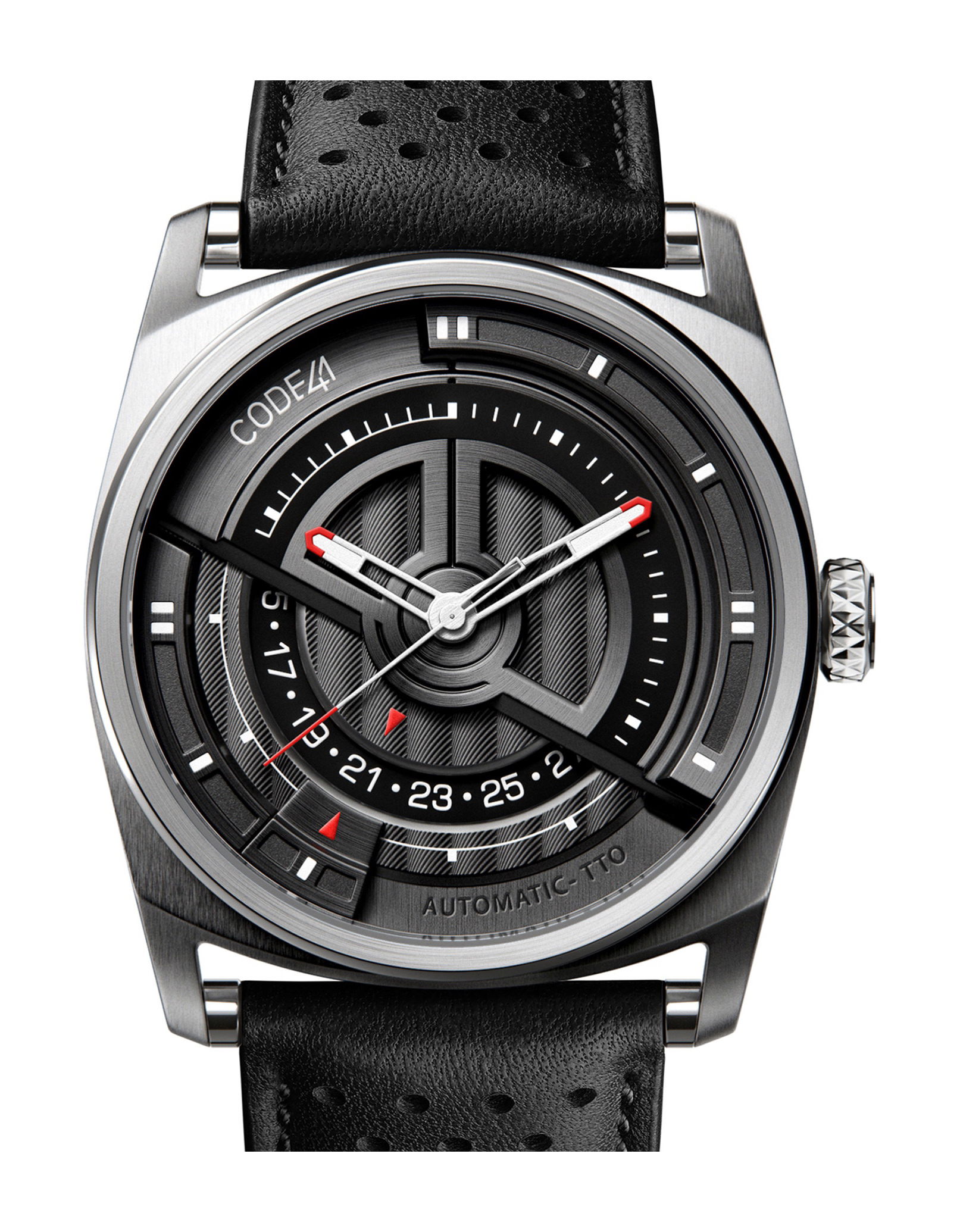 CODE41 Anomaly Evolution Steel Black Dial luxury timepiece - detailed view