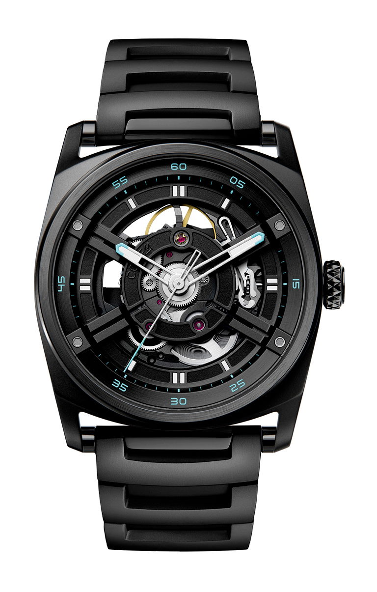 CODE41 ANOMALY-T4 Black PVD Black & Blue luxury timepiece - detailed view