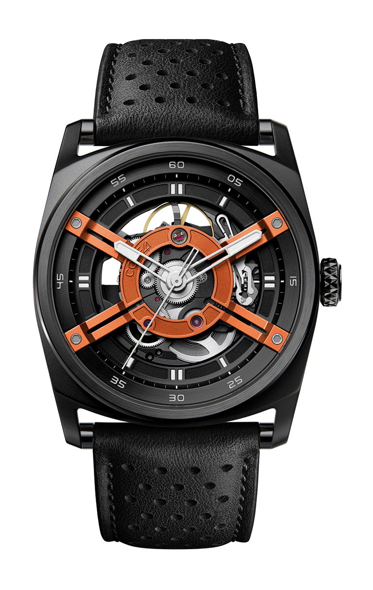 CODE41 ANOMALY-T4 Black PVD Black & Orange luxury timepiece - detailed view