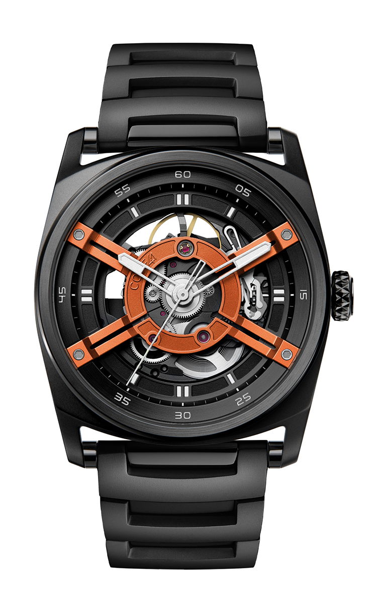 CODE41 ANOMALY-T4 Black PVD Black & Orange luxury timepiece - detailed view