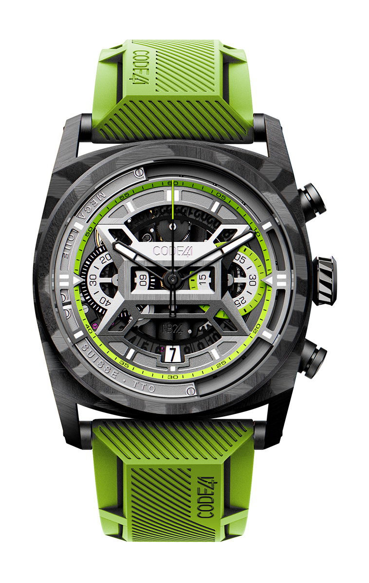 CODE41 NB24 AeroCarbon Green luxury timepiece - detailed view