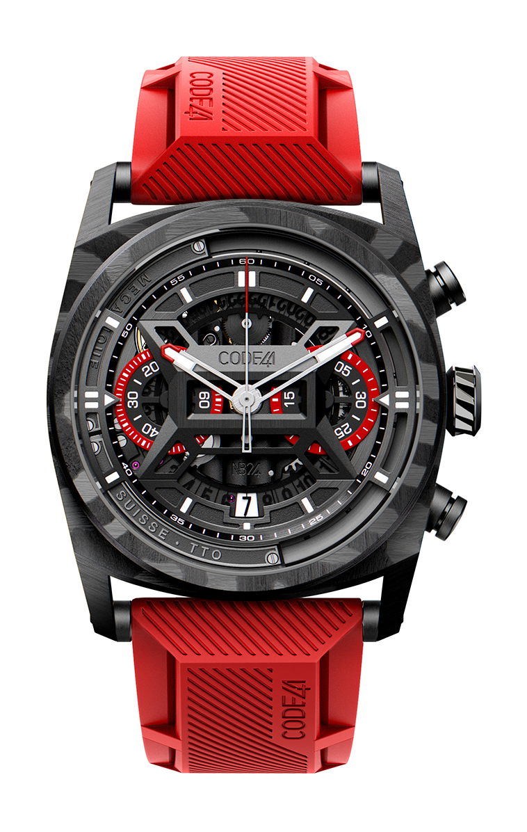 CODE41 NB24 AeroCarbon Red Disks luxury timepiece - detailed view