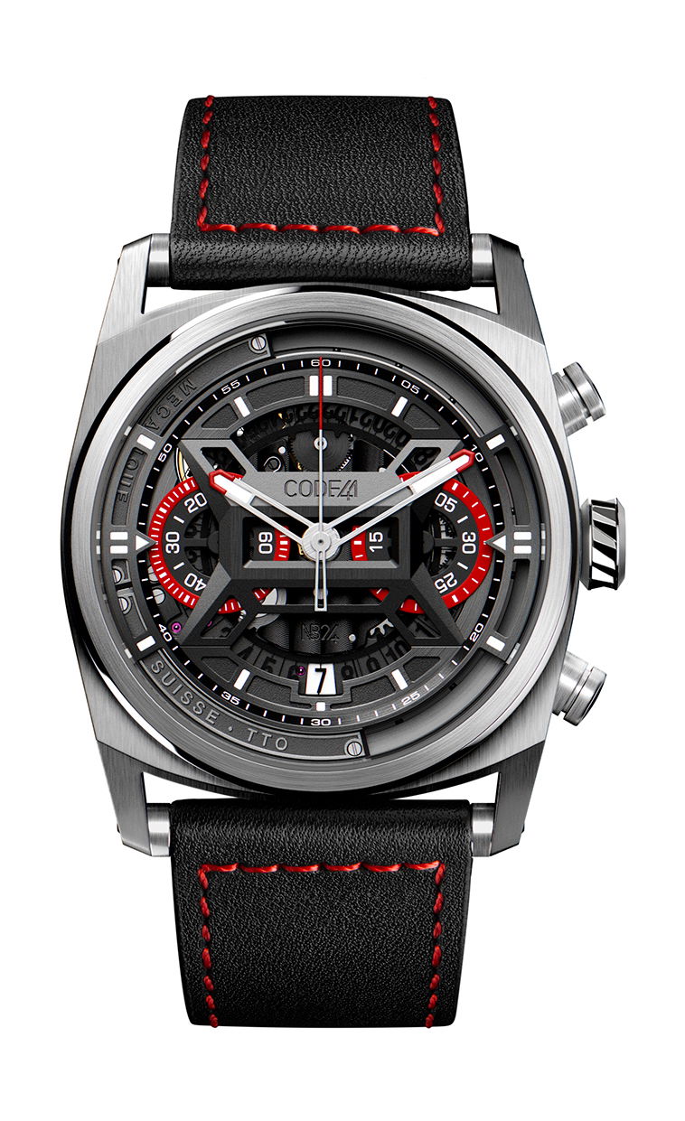 CODE41 NB24 NativeDNA Titanium Red luxury timepiece - detailed view