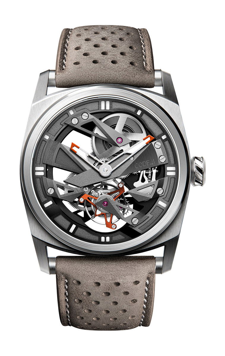 CODE41 T360 Tourbillon NativeDNA Black & Orange luxury timepiece - detailed view