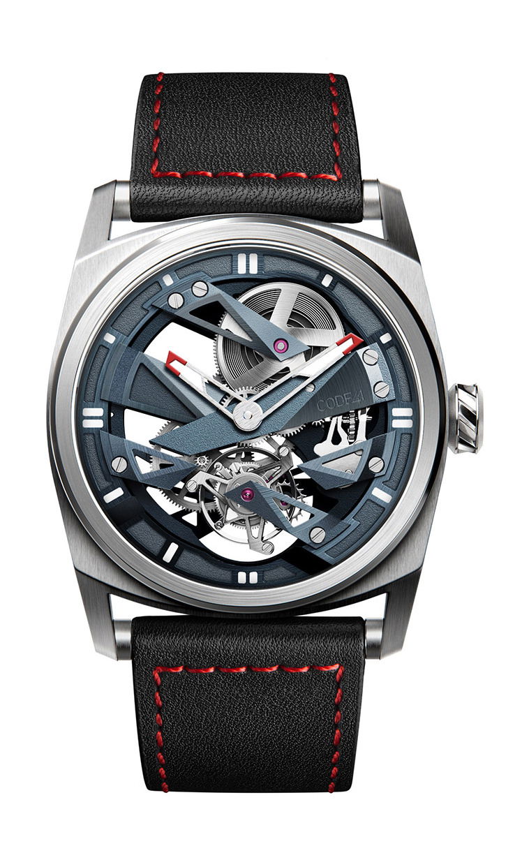 CODE41 T360 Tourbillon NativeDNA Blue, Grey & Red luxury timepiece - detailed view
