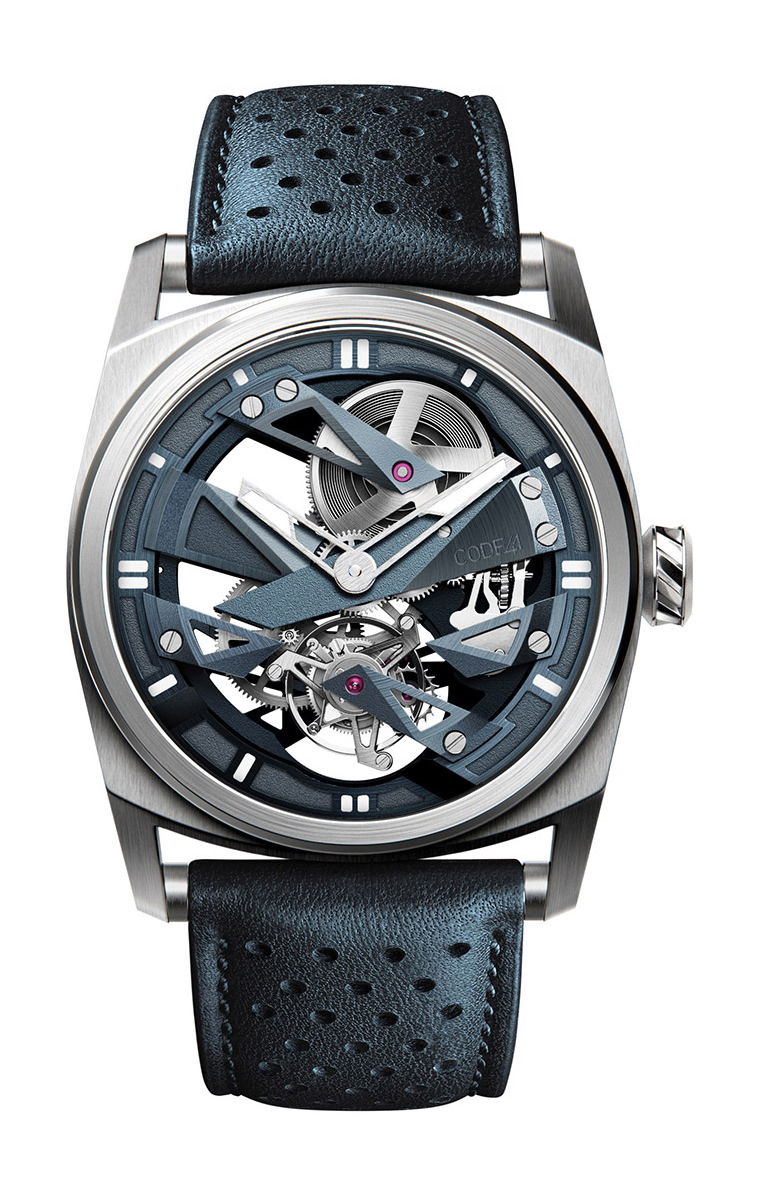 CODE41 T360 Tourbillon NativeDNA Blue, Grey & White luxury timepiece - detailed view