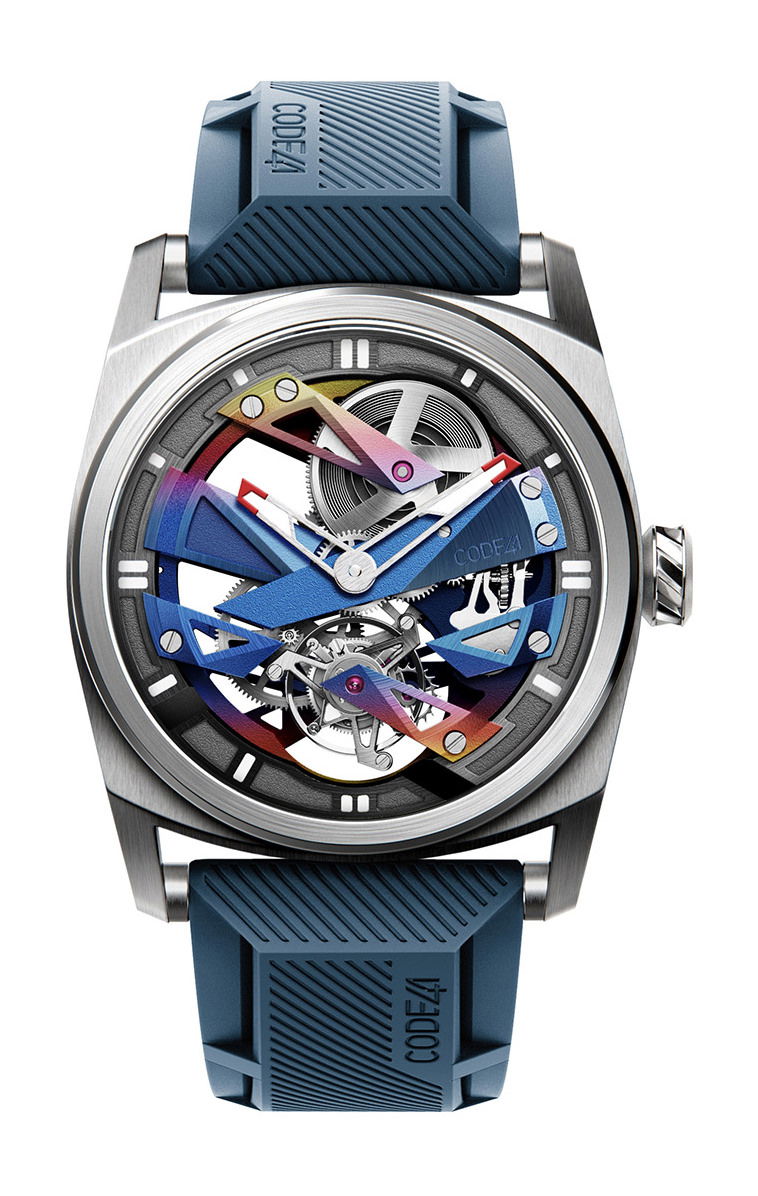 CODE41 T360 Tourbillon NativeDNA Rainbow & Red luxury timepiece - detailed view