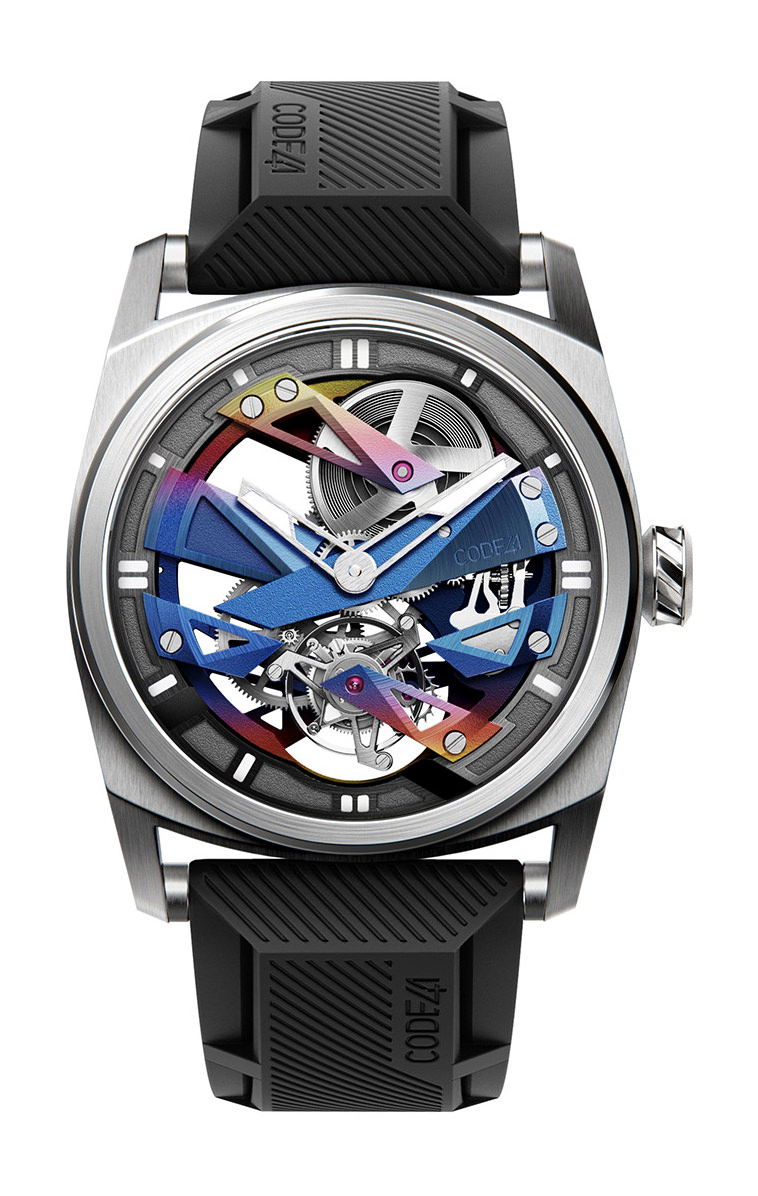 CODE41 T360 Tourbillon NativeDNA Rainbow & White luxury timepiece - detailed view